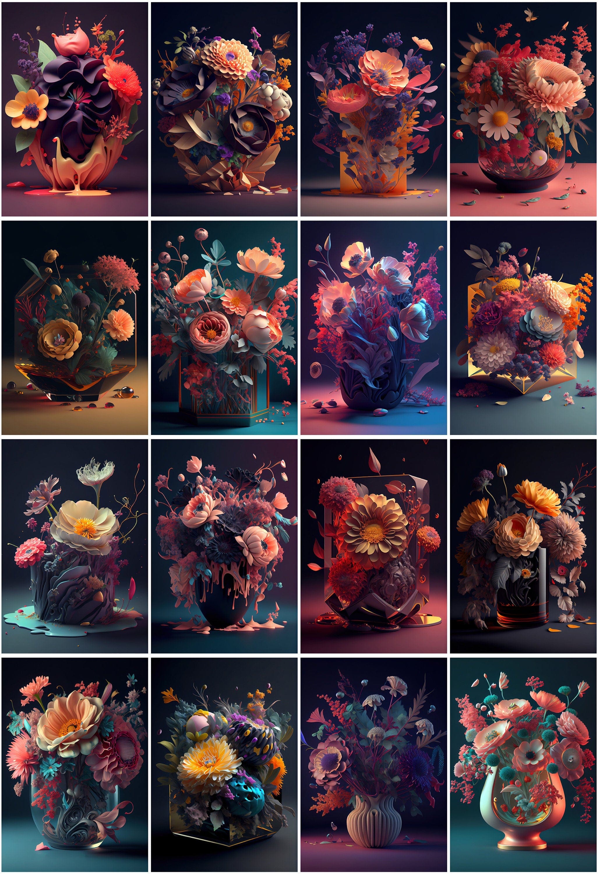 250 Image Bundle Featuring Gorgeous Floral Arrangements - Elevate Your Wall Art and Add a Technical Touch to Your Creative Projects Digital Download Sumobundle