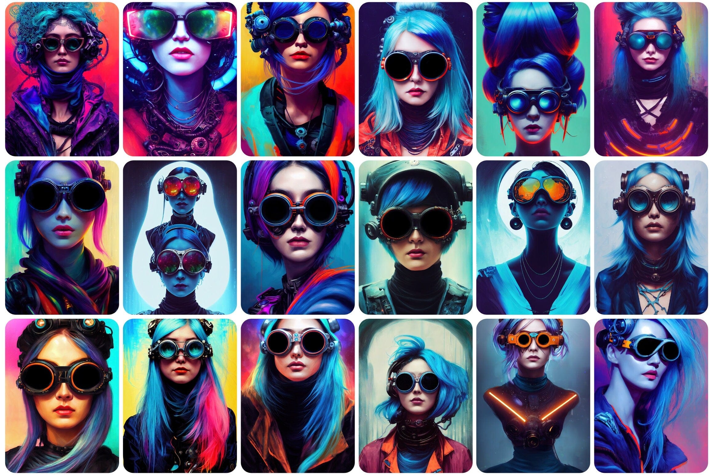 250 Printable Futuristic Cyber Woman Images - Perfect for Graphic Design, Sci-Fi Art, and Digital Projects - Cyberpunk-Inspired Women Digital Download Sumobundle