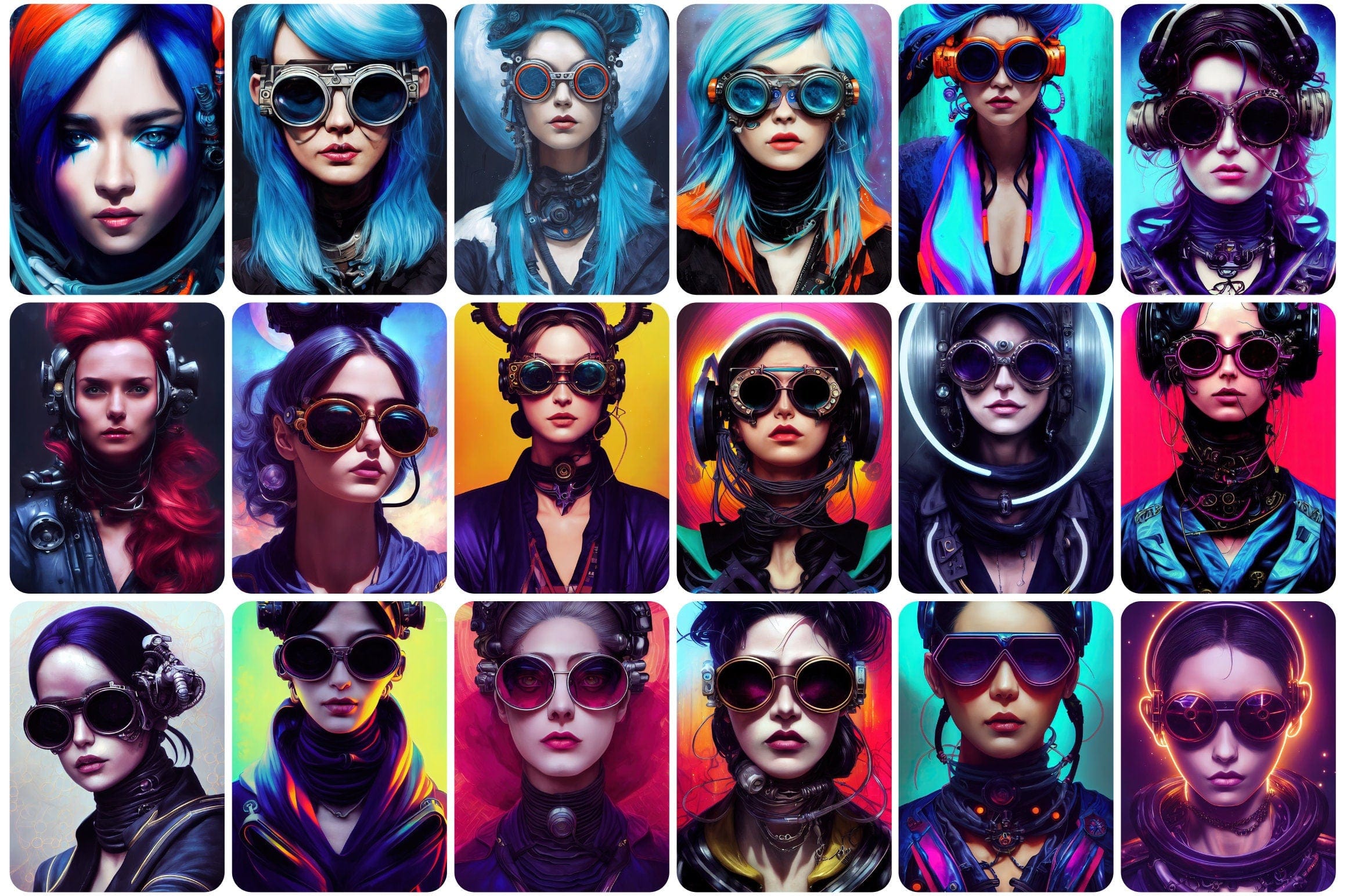 250 Printable Futuristic Cyber Woman Images - Perfect for Graphic Design, Sci-Fi Art, and Digital Projects - Cyberpunk-Inspired Women Digital Download Sumobundle