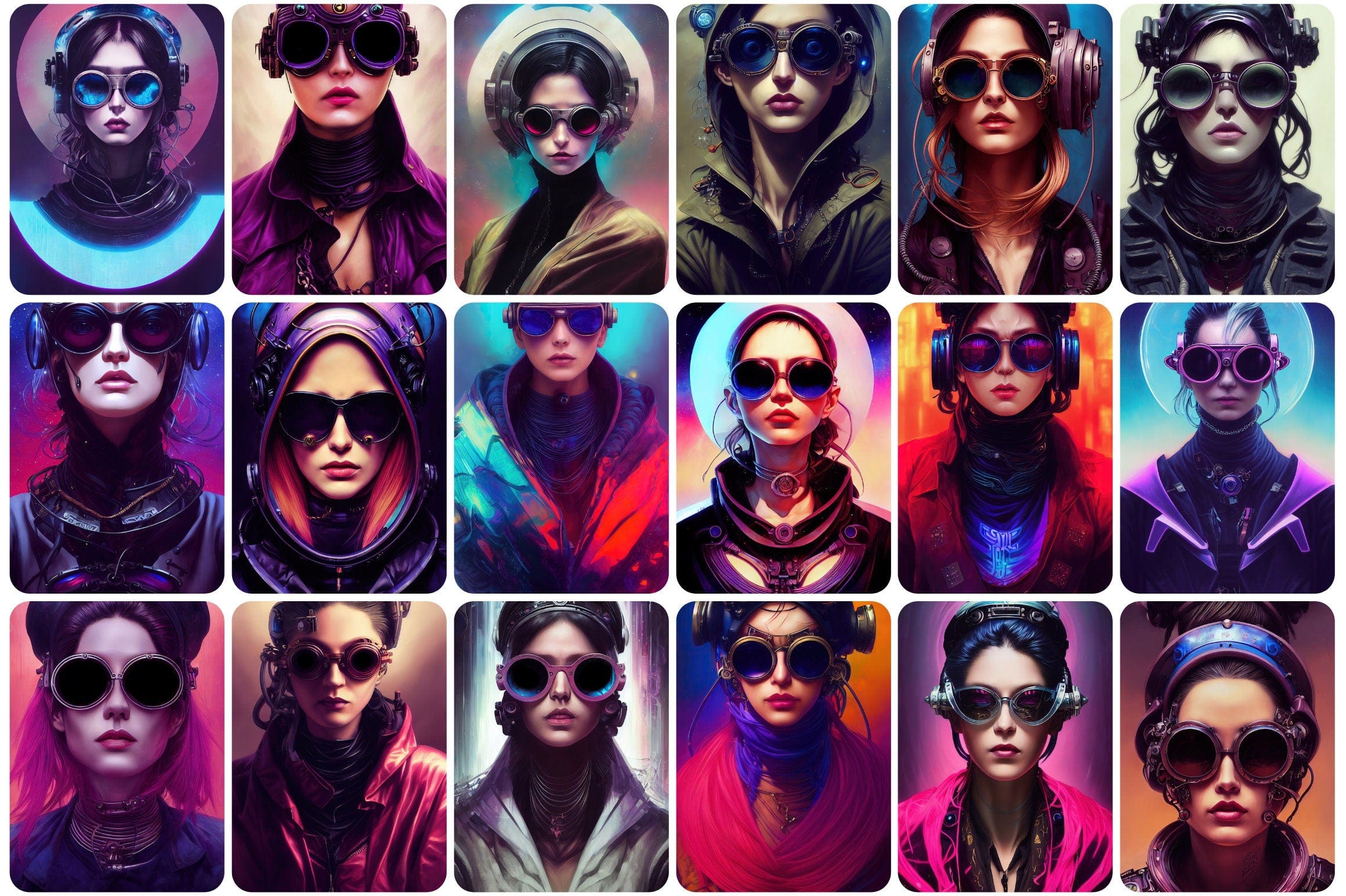 250 Printable Futuristic Cyber Woman Images - Perfect for Graphic Design, Sci-Fi Art, and Digital Projects - Cyberpunk-Inspired Women Digital Download Sumobundle