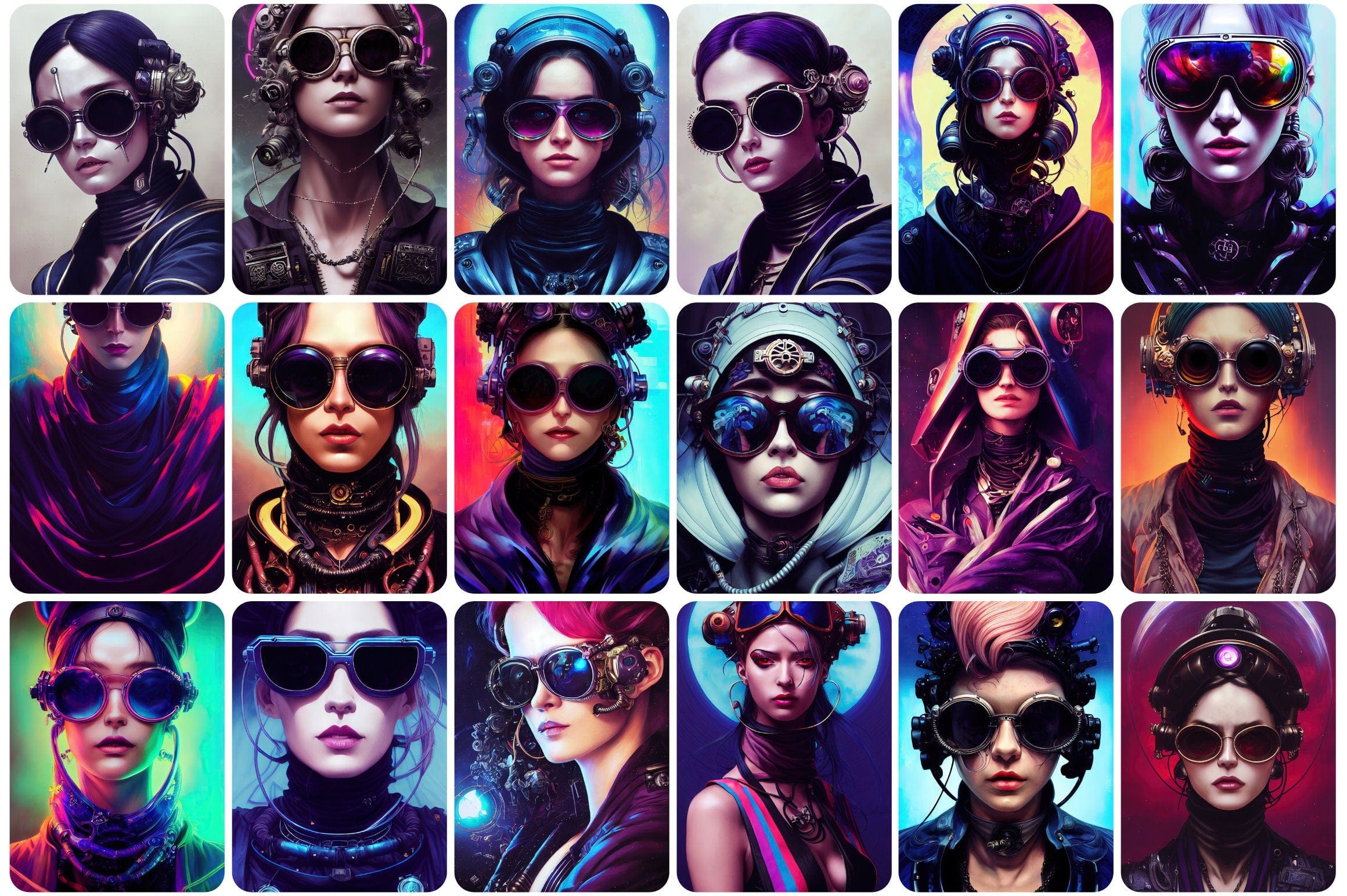 250 Printable Futuristic Cyber Woman Images - Perfect for Graphic Design, Sci-Fi Art, and Digital Projects - Cyberpunk-Inspired Women Digital Download Sumobundle