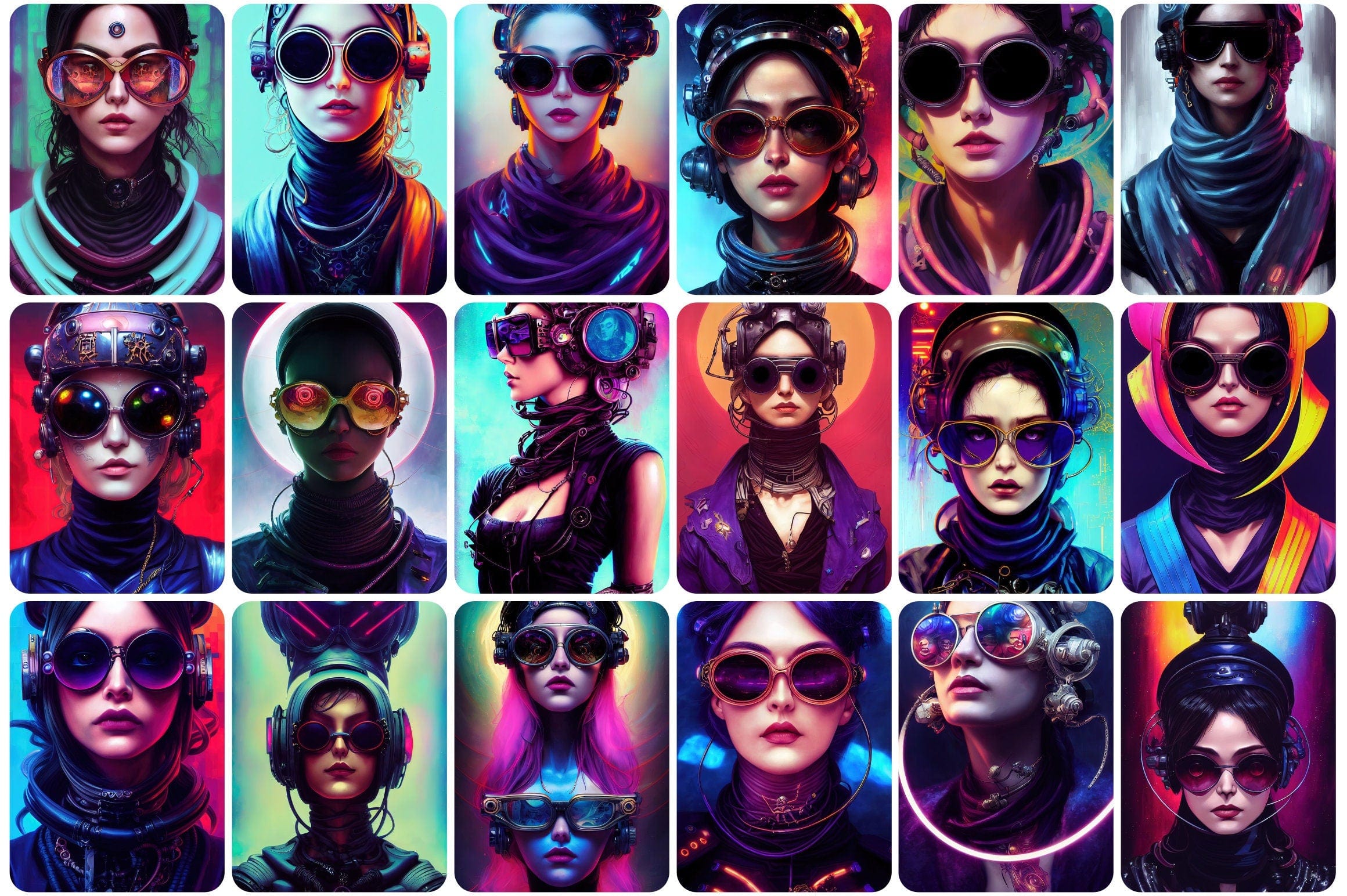 250 Printable Futuristic Cyber Woman Images - Perfect for Graphic Design, Sci-Fi Art, and Digital Projects - Cyberpunk-Inspired Women Digital Download Sumobundle