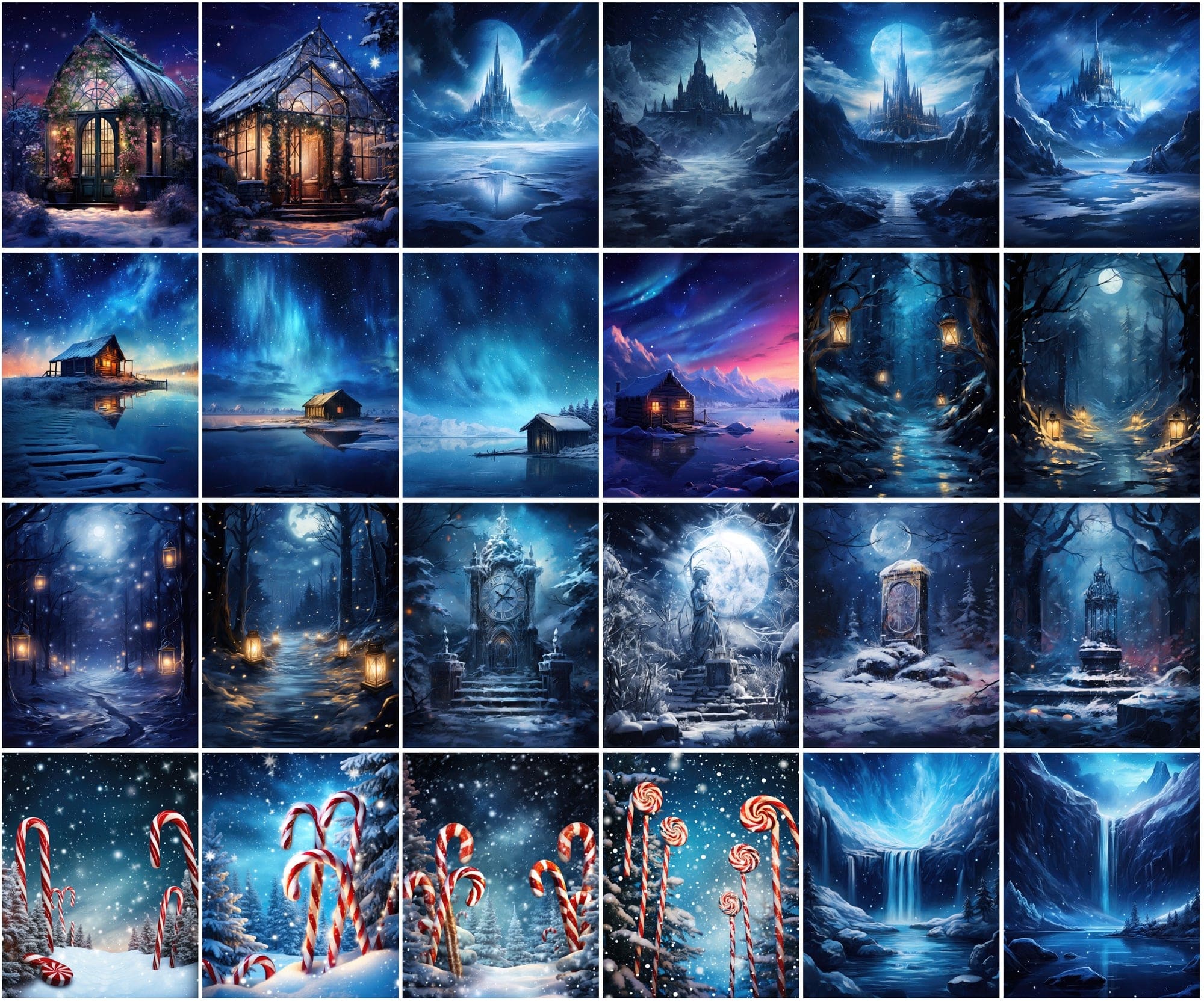 255 Vibrant Winter-Themed Postcard Images Collection Digital Download Sumobundle