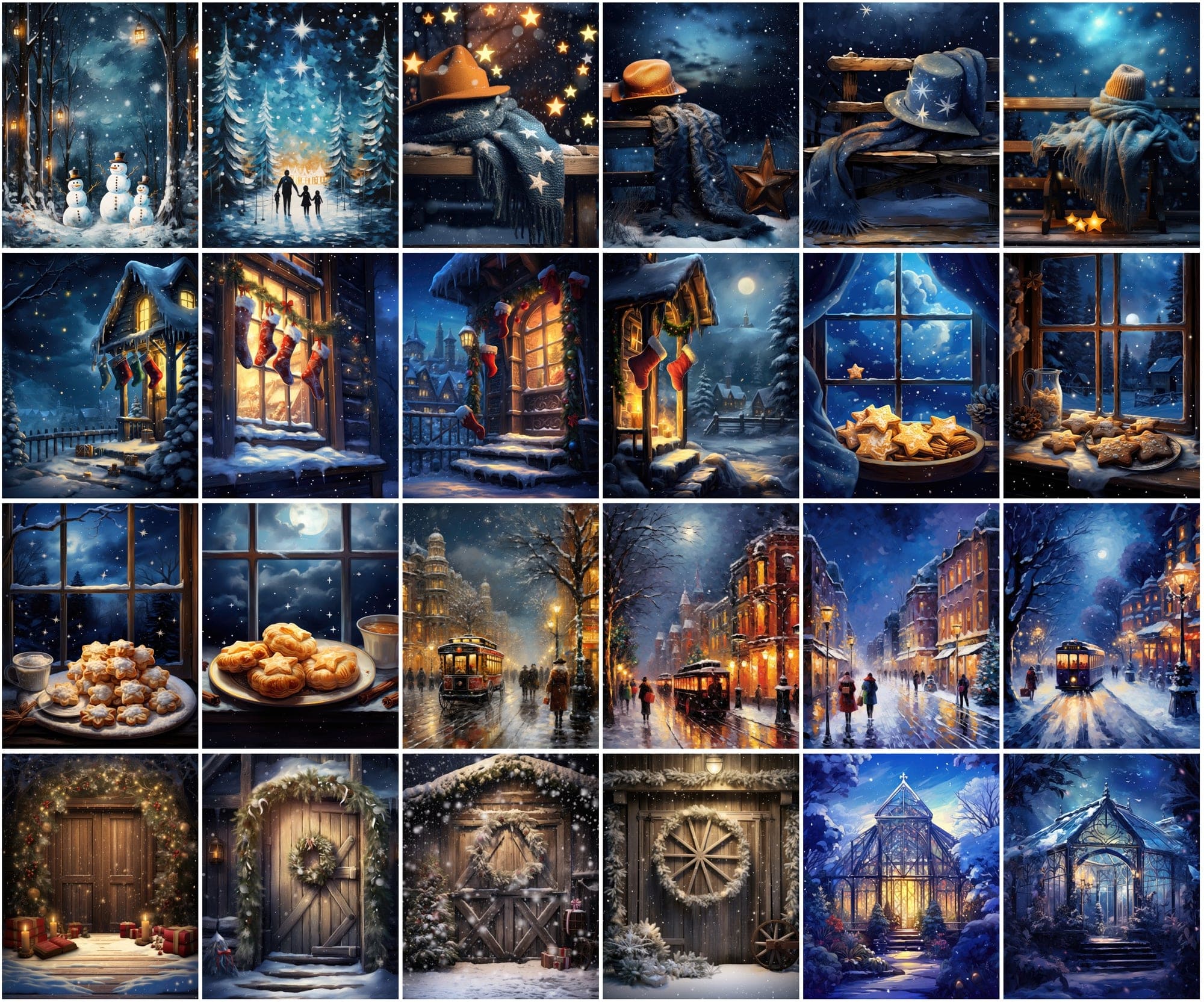 255 Vibrant Winter-Themed Postcard Images Collection Digital Download Sumobundle