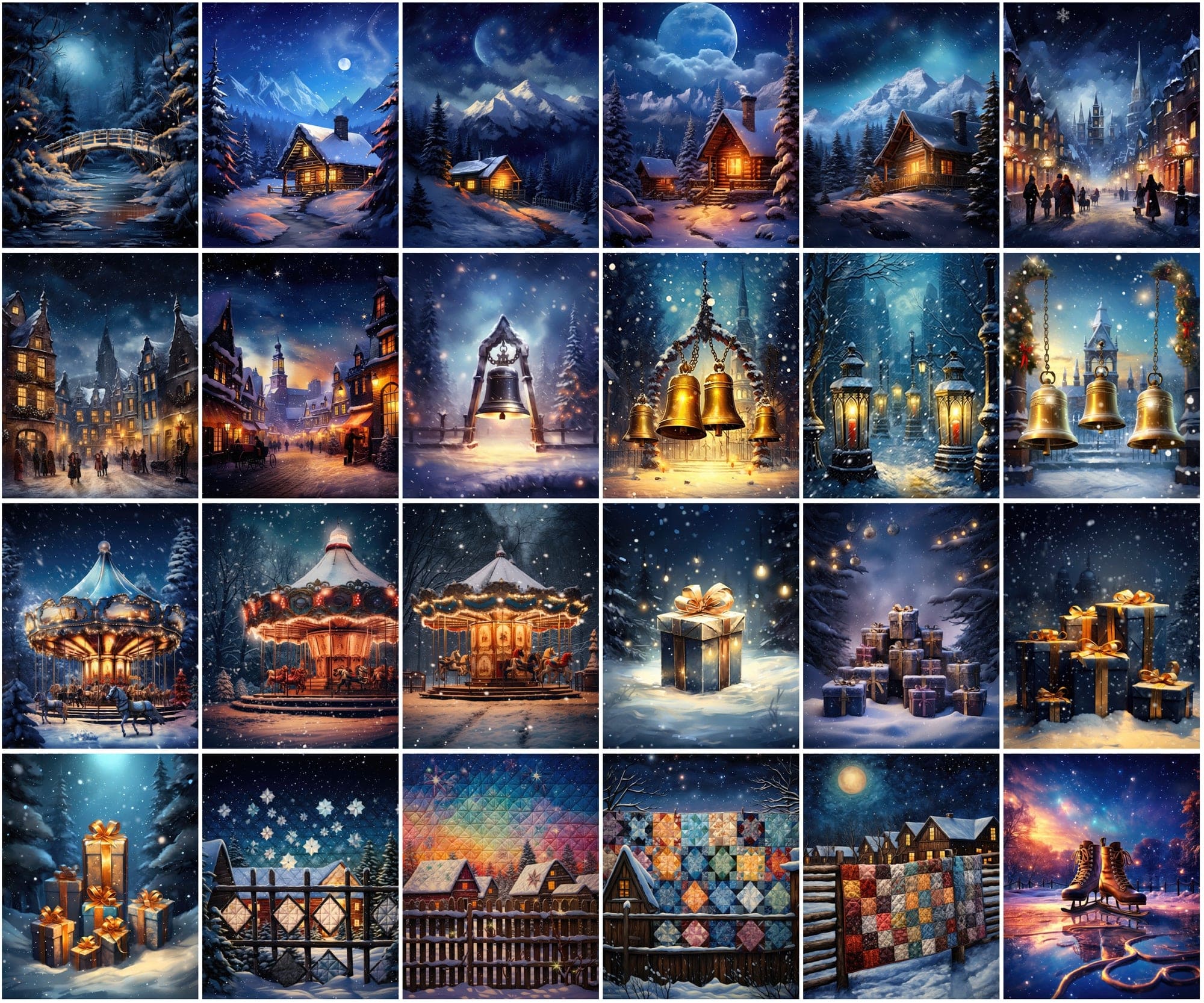 255 Vibrant Winter-Themed Postcard Images Collection Digital Download Sumobundle