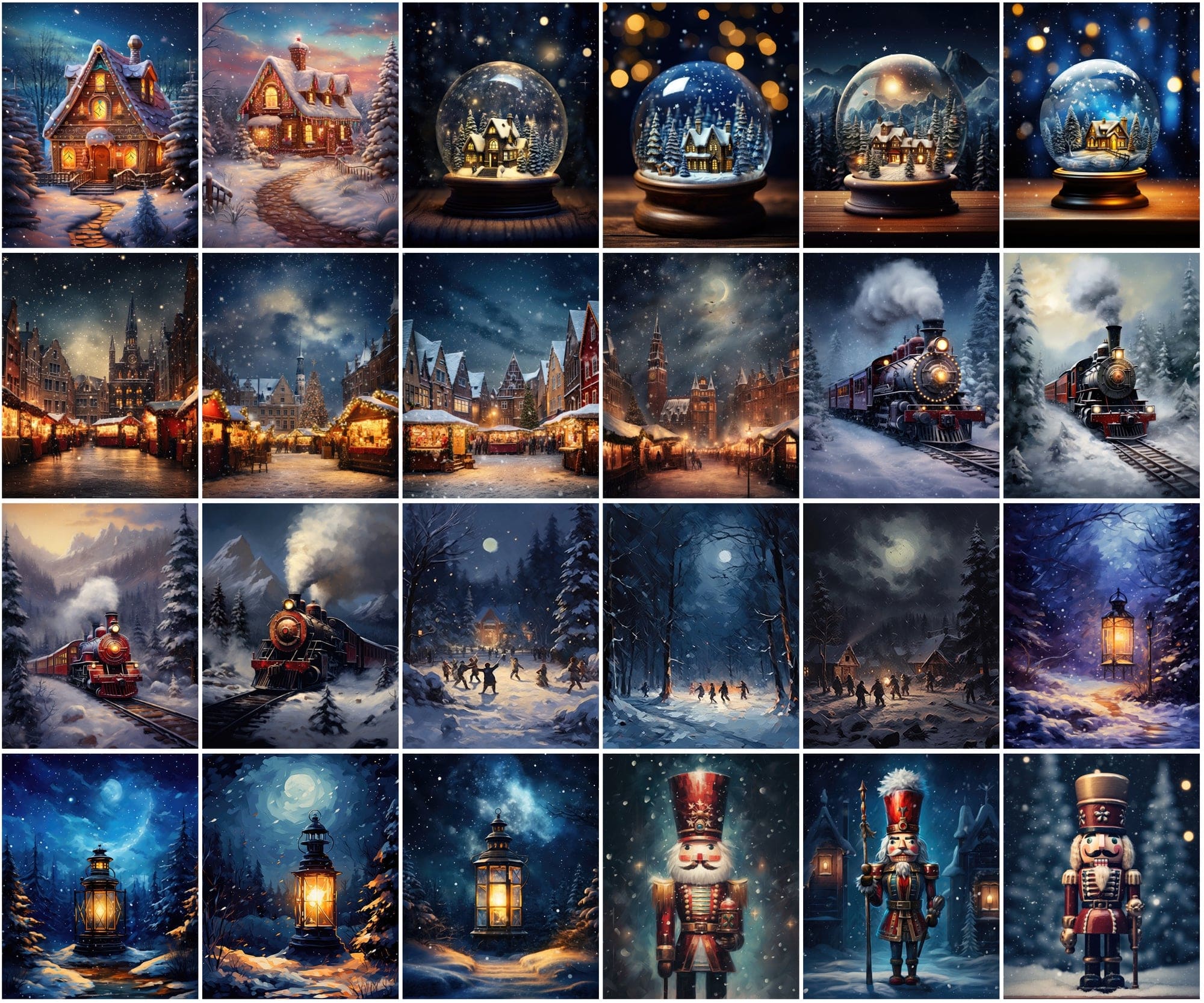 255 Vibrant Winter-Themed Postcard Images Collection Digital Download Sumobundle