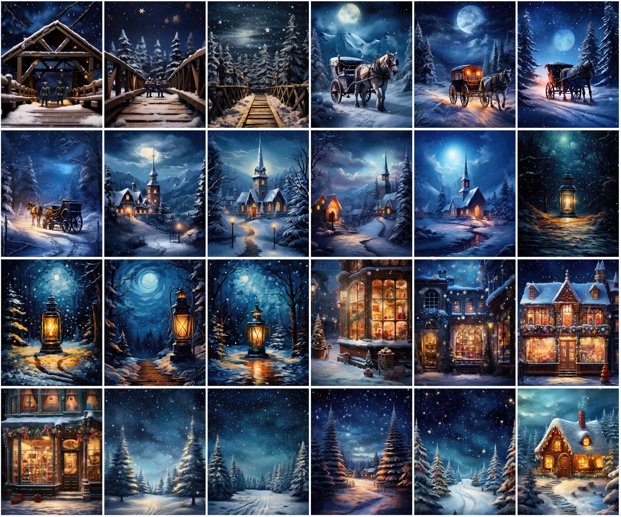 255 Vibrant Winter-Themed Postcard Images Collection Digital Download Sumobundle