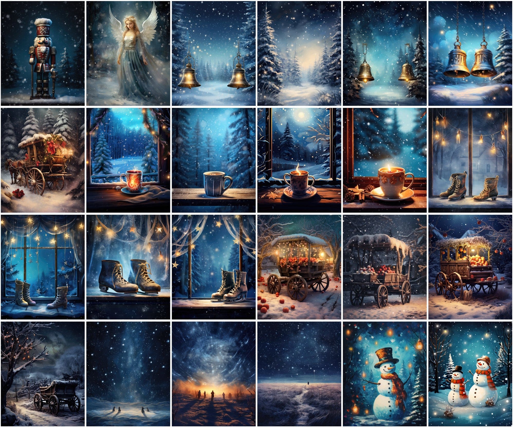 255 Vibrant Winter-Themed Postcard Images Collection Digital Download Sumobundle