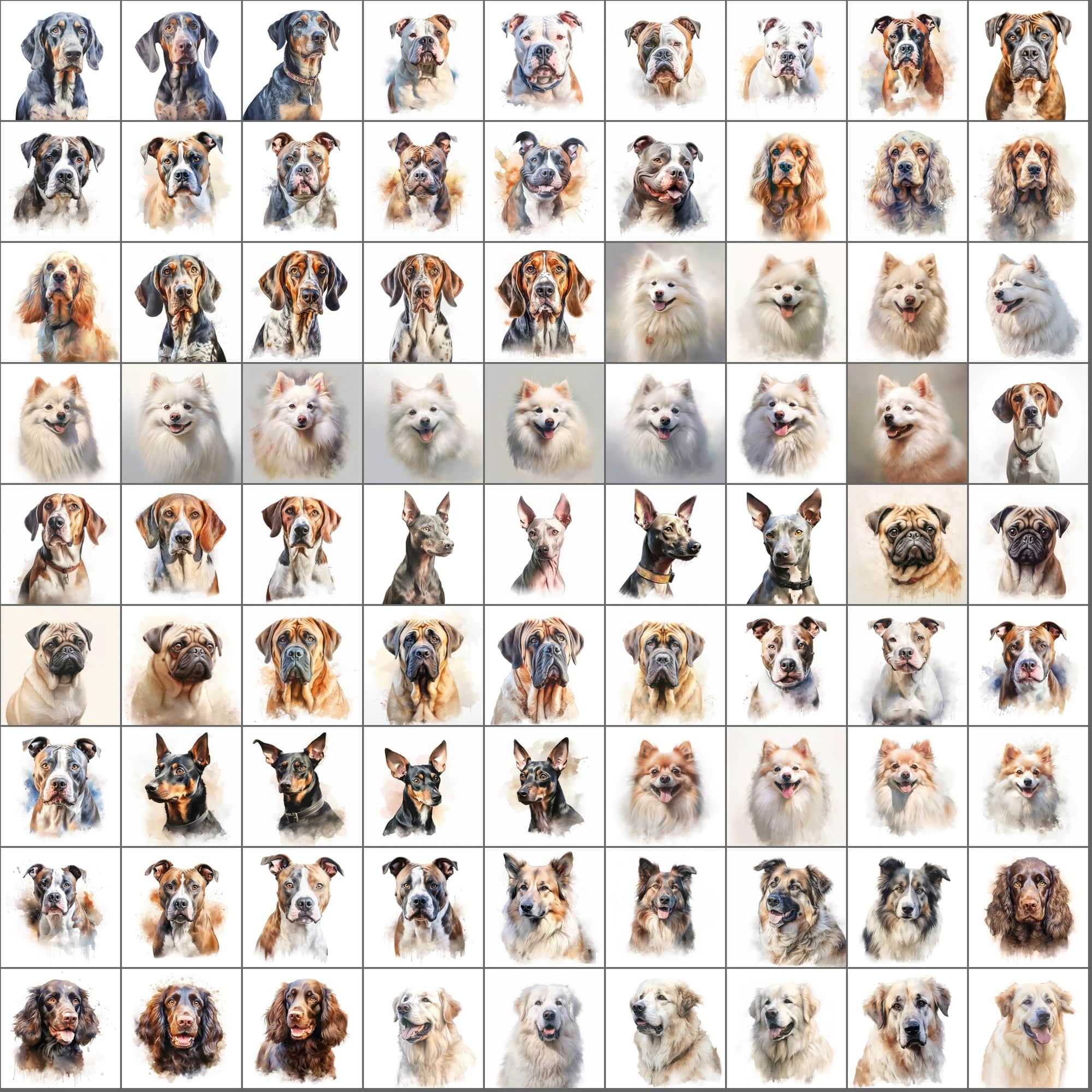 2600+ Dog Breed Art Images - Art Style with Transparent Background Digital Download Sumobundle