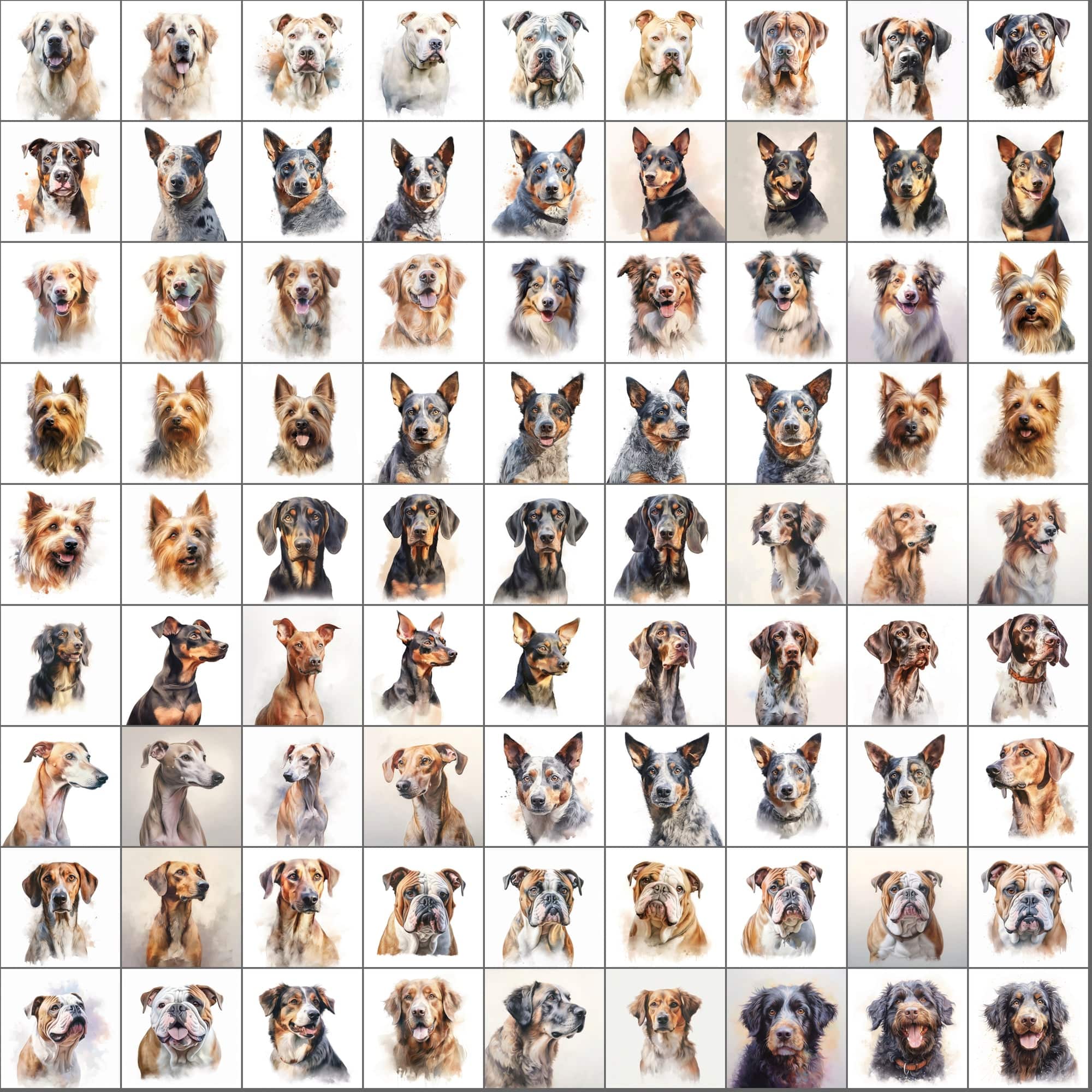 2600+ Dog Breed Art Images - Art Style with Transparent Background Digital Download Sumobundle