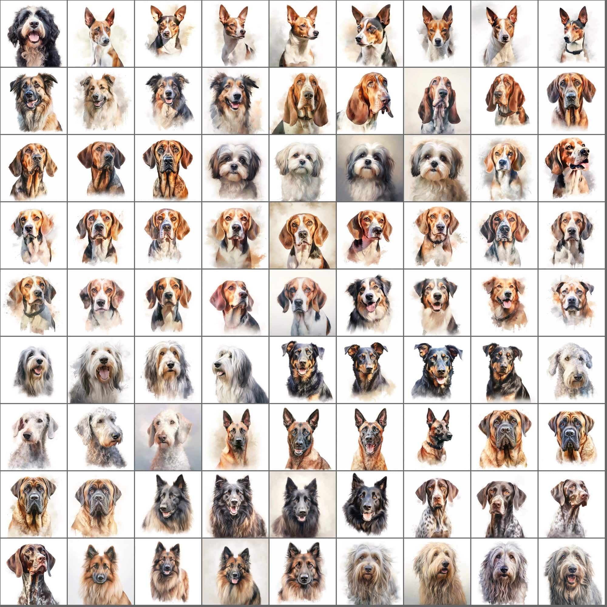 2600+ Dog Breed Art Images - Art Style with Transparent Background Digital Download Sumobundle