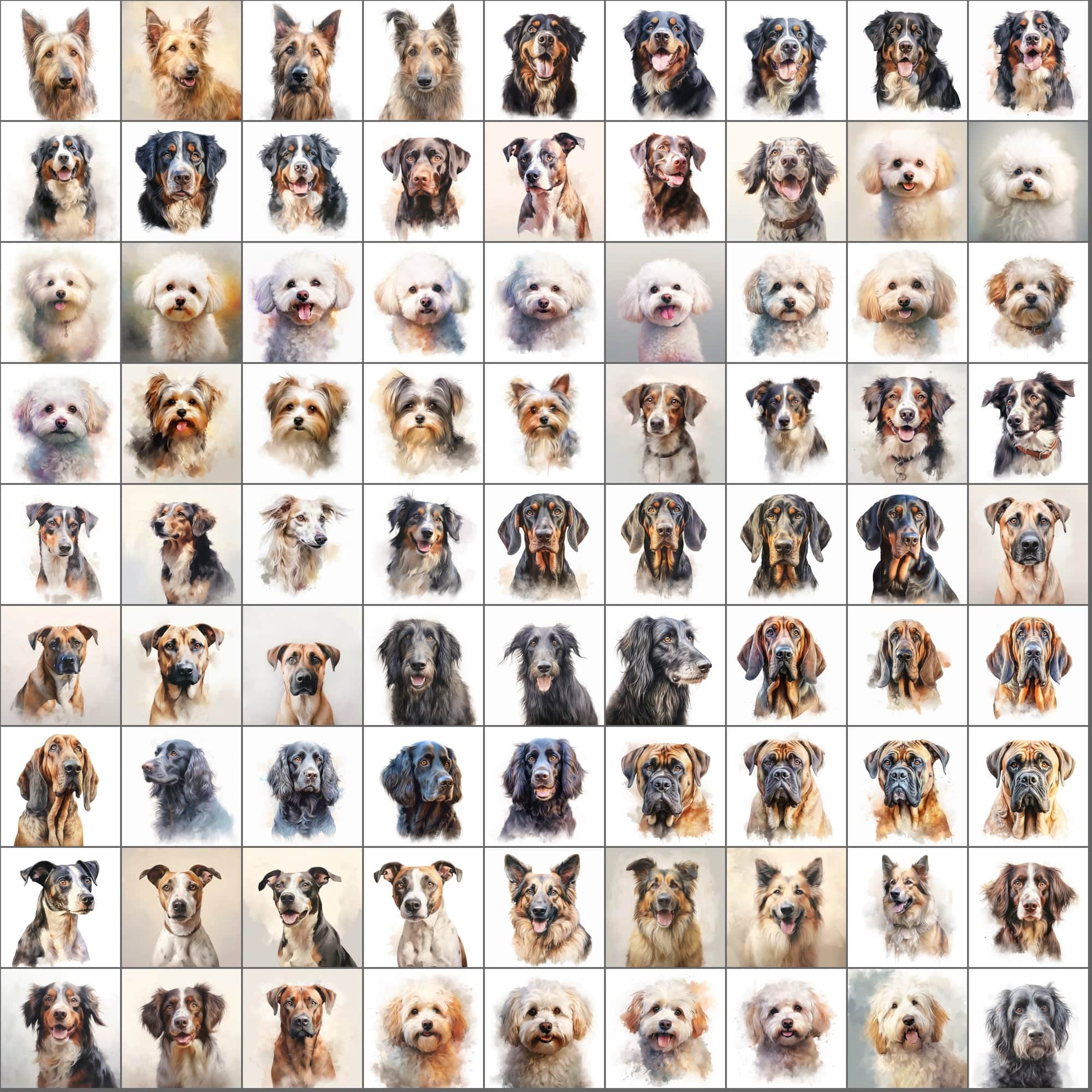 2600+ Dog Breed Art Images - Art Style with Transparent Background Digital Download Sumobundle