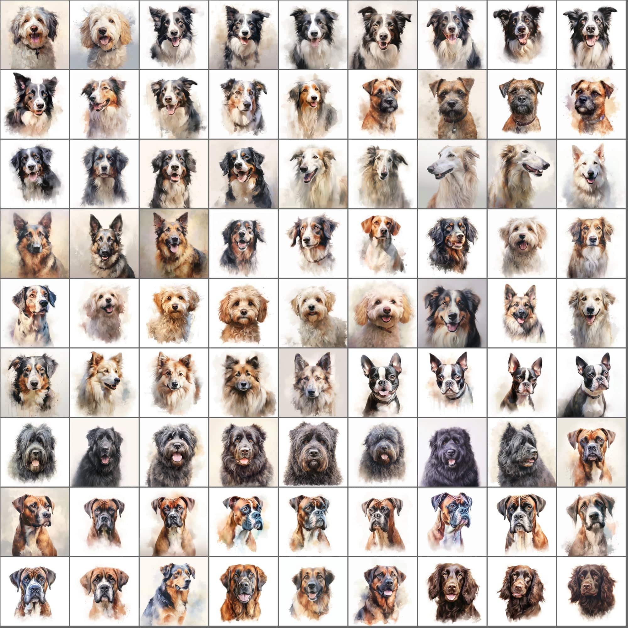 2600+ Dog Breed Art Images - Art Style with Transparent Background Digital Download Sumobundle