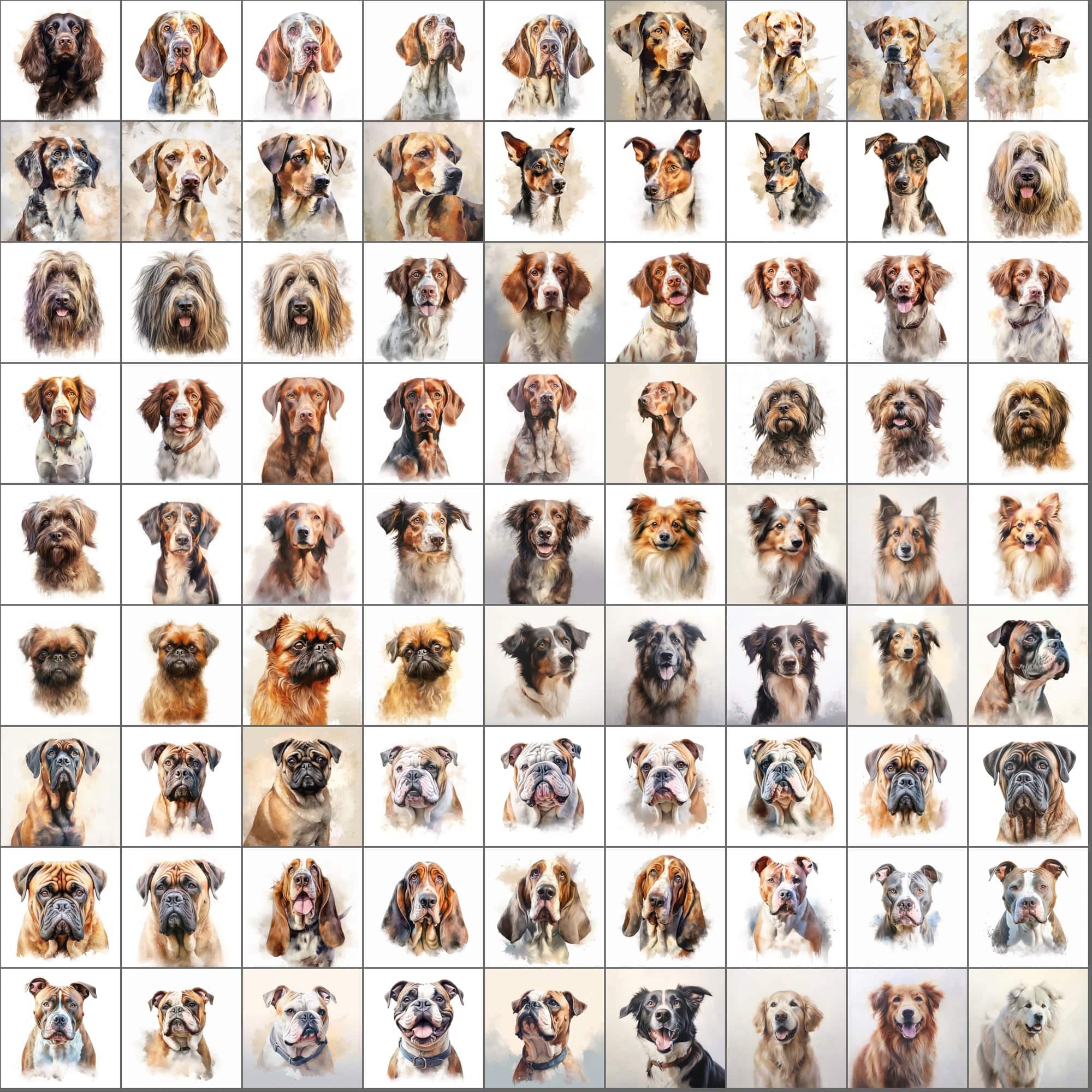 2600+ Dog Breed Art Images - Art Style with Transparent Background Digital Download Sumobundle