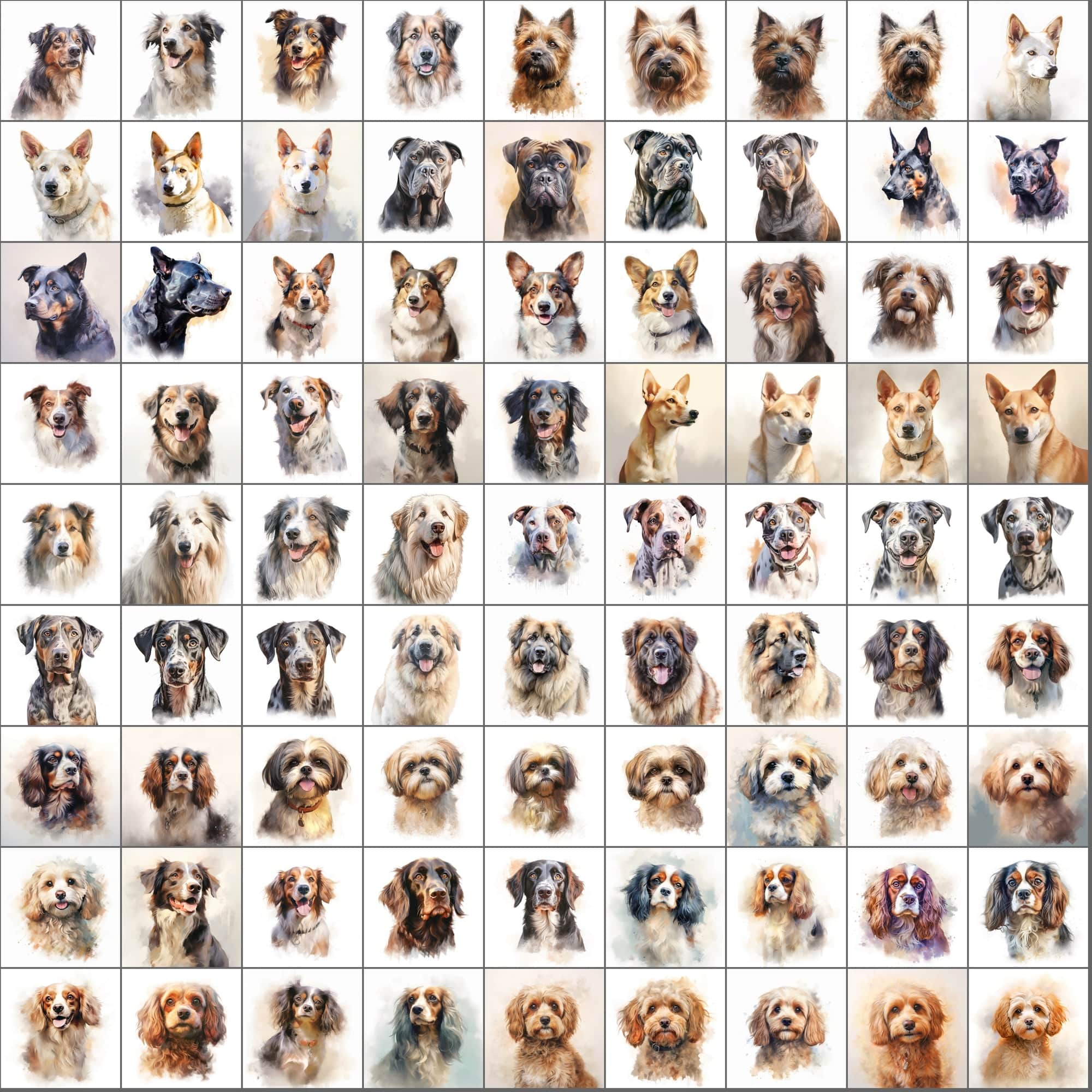 2600+ Dog Breed Art Images - Art Style with Transparent Background Digital Download Sumobundle