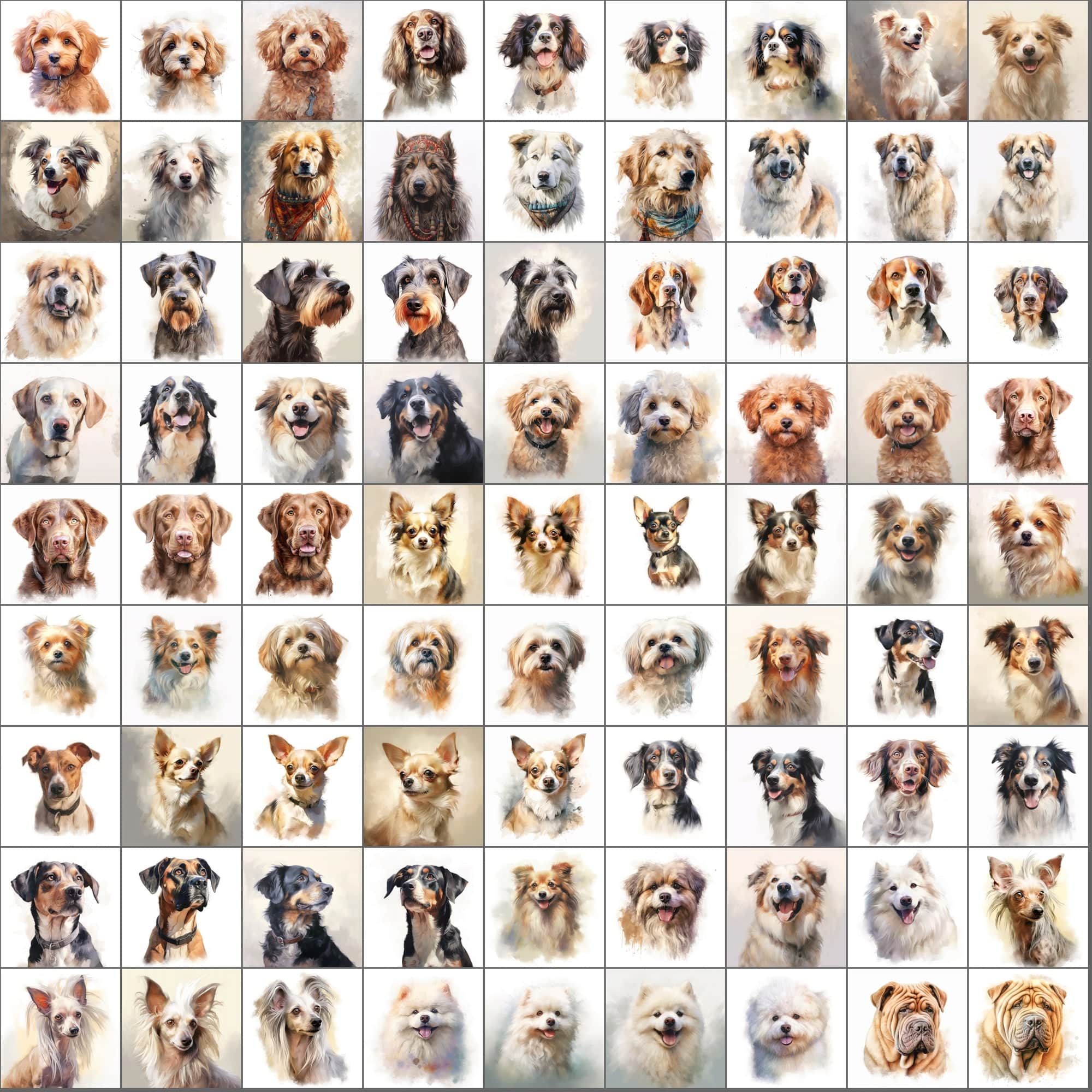 2600+ Dog Breed Art Images - Art Style with Transparent Background Digital Download Sumobundle