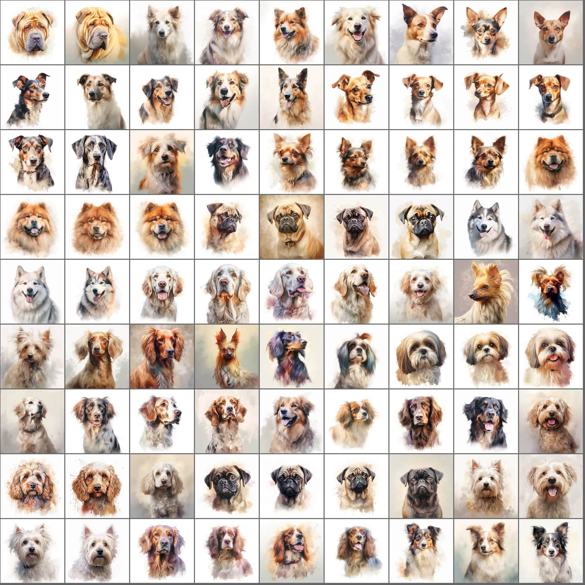 2600+ Dog Breed Art Images - Art Style with Transparent Background Digital Download Sumobundle