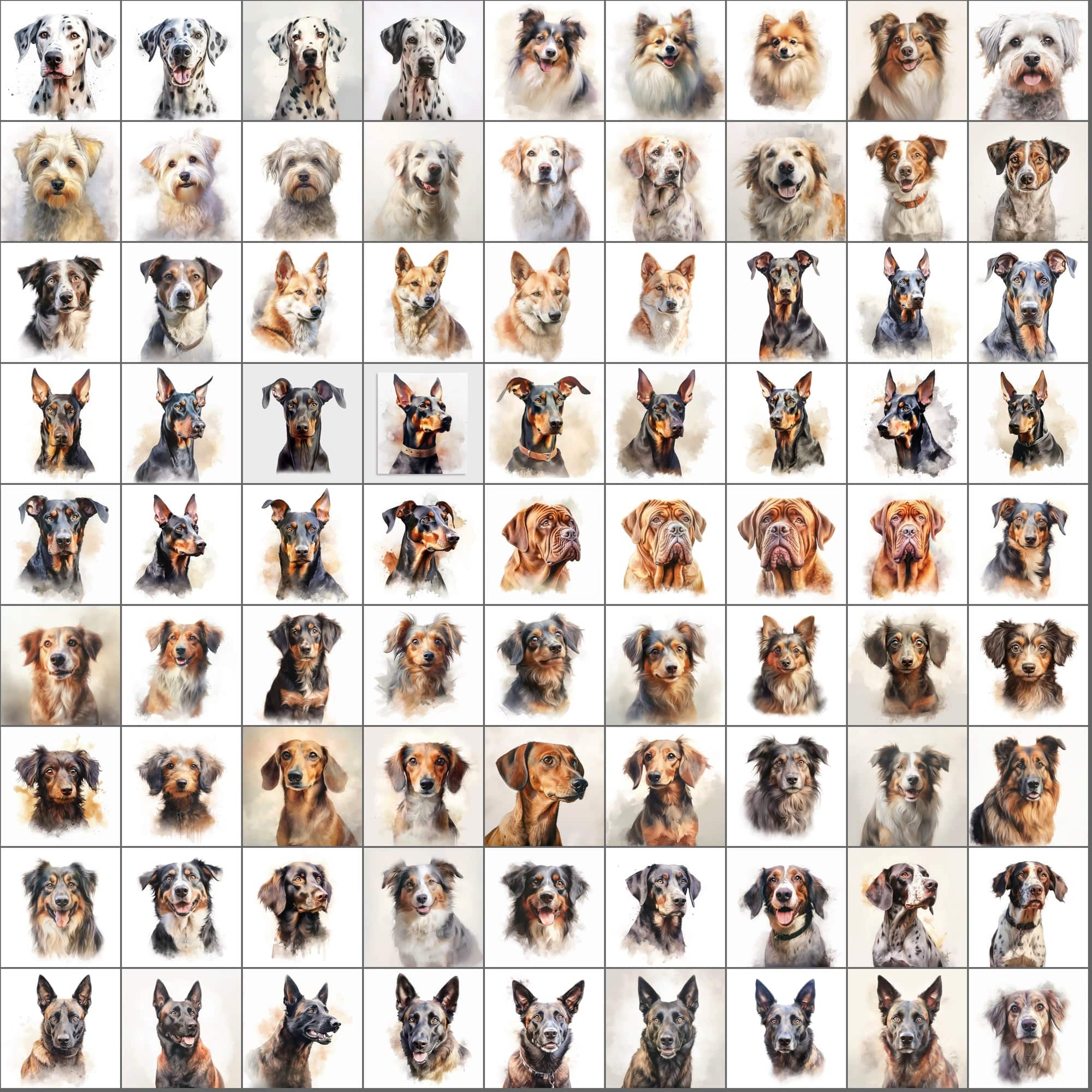 2600+ Dog Breed Art Images - Art Style with Transparent Background Digital Download Sumobundle