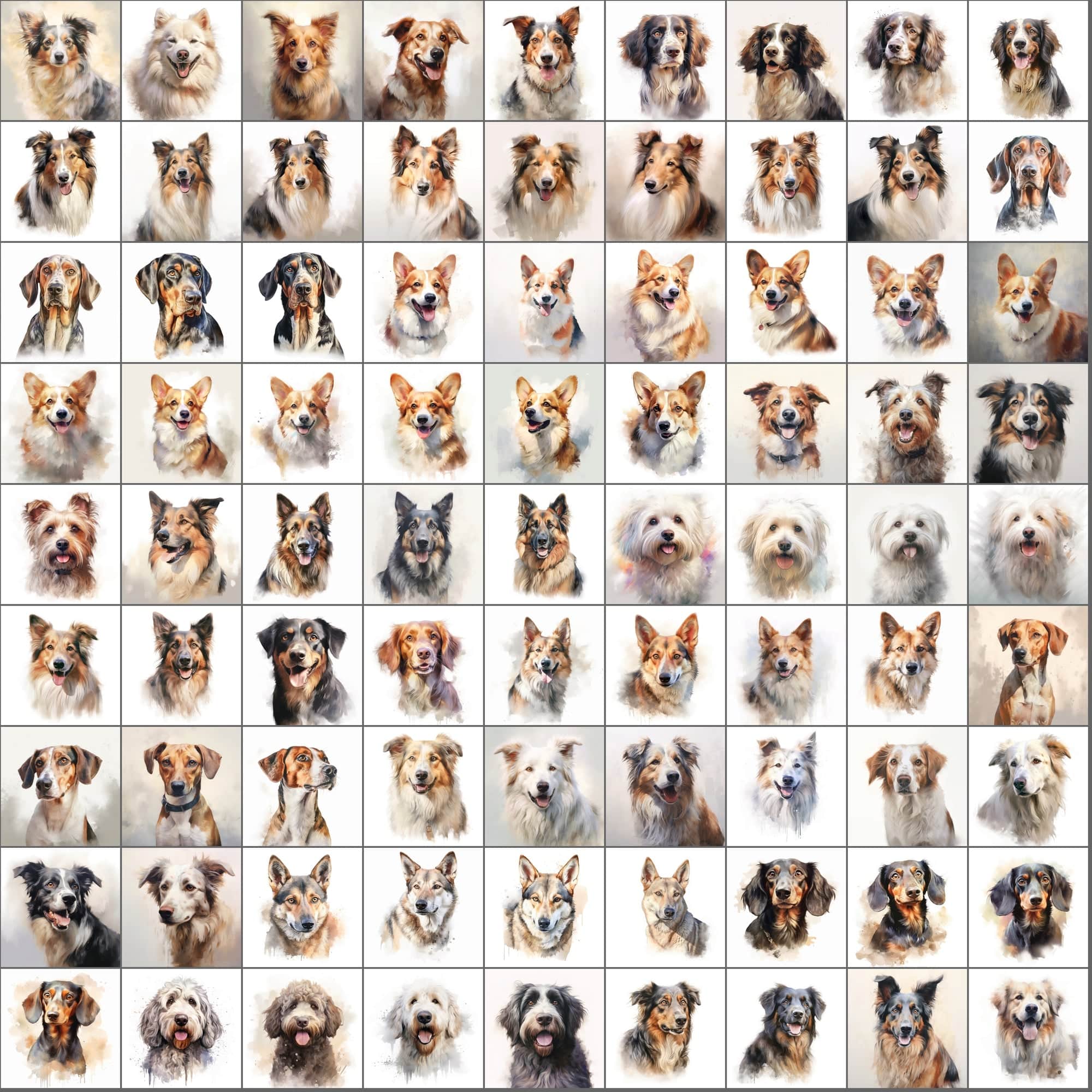 2600+ Dog Breed Art Images - Art Style with Transparent Background Digital Download Sumobundle