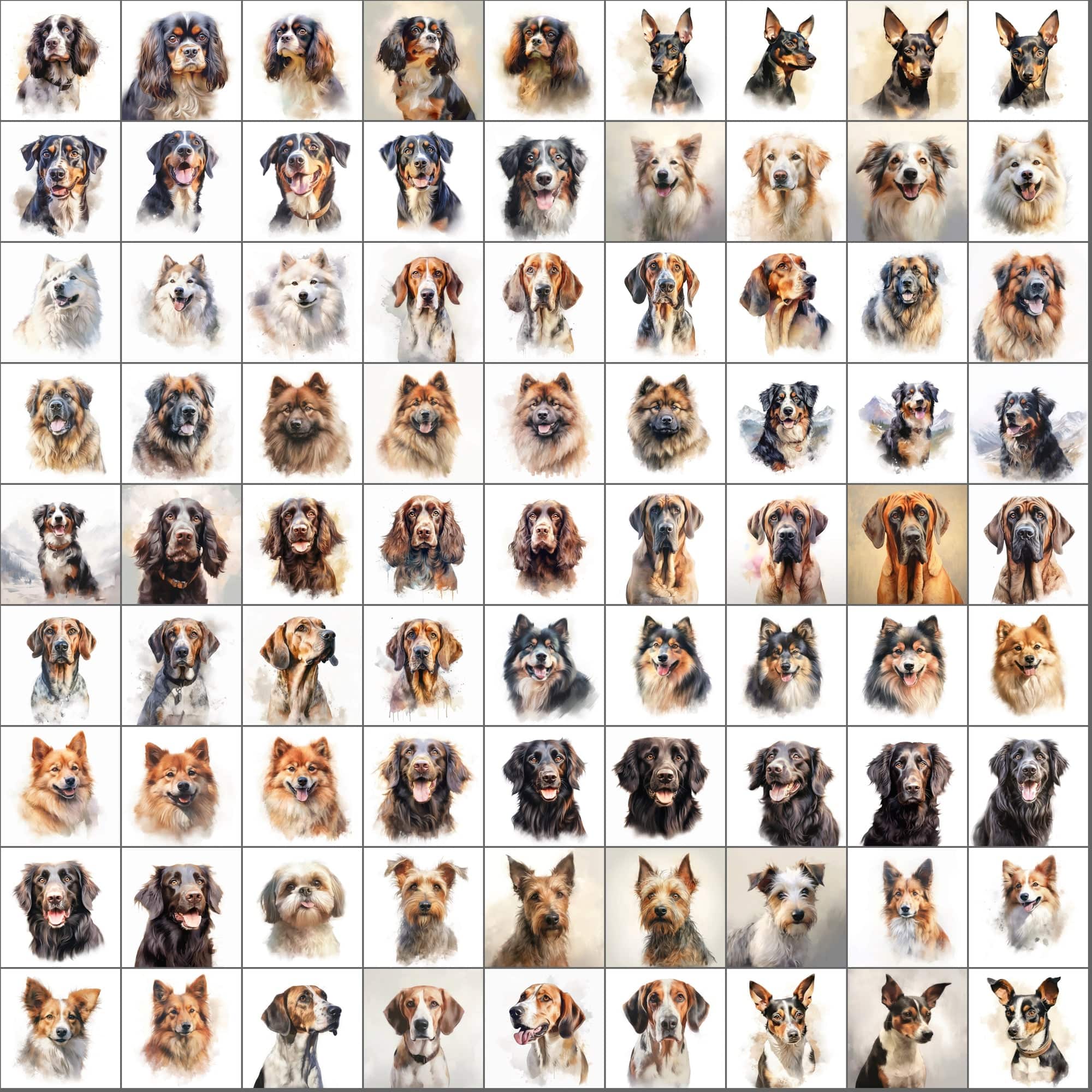 2600+ Dog Breed Art Images - Art Style with Transparent Background Digital Download Sumobundle