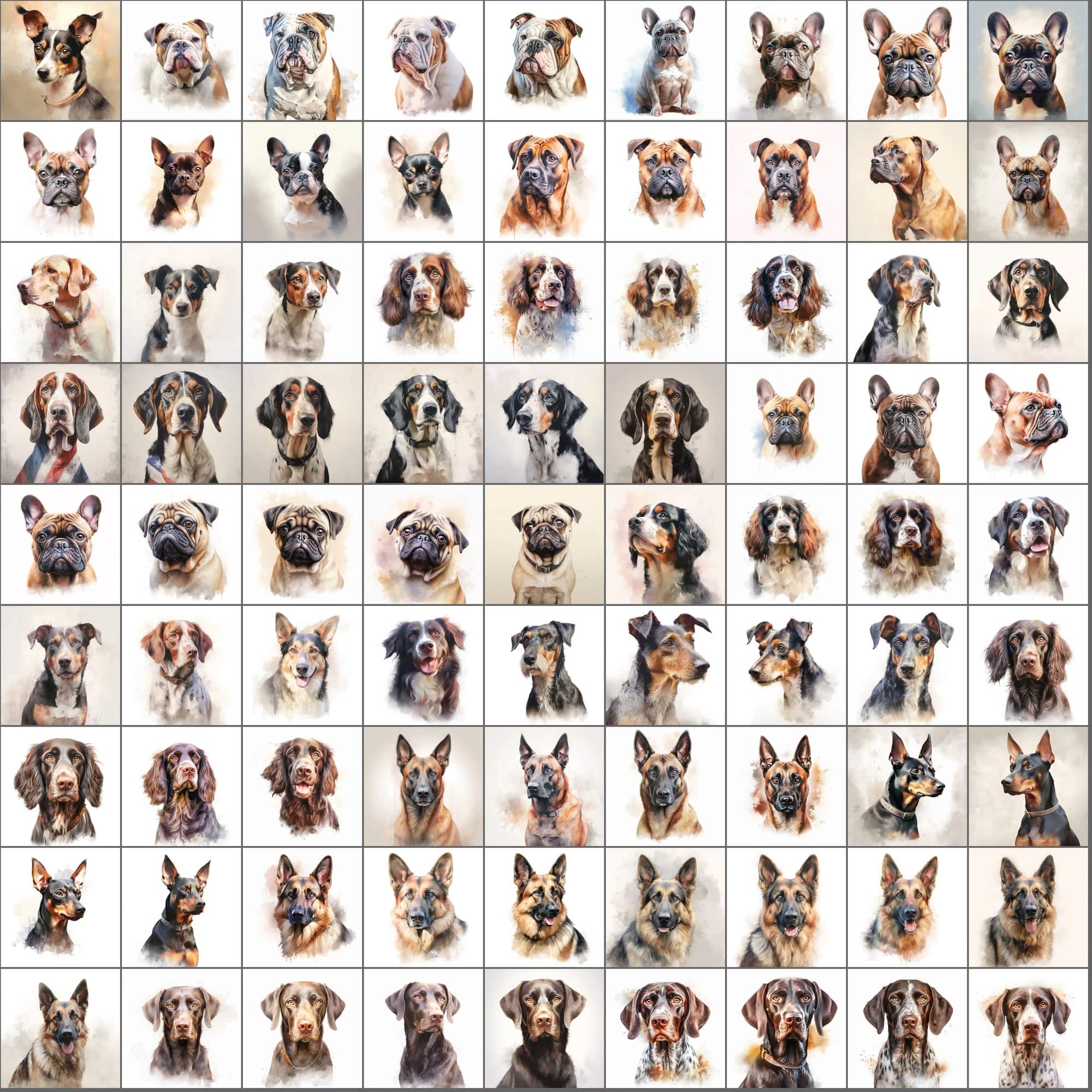 2600+ Dog Breed Art Images - Art Style with Transparent Background Digital Download Sumobundle