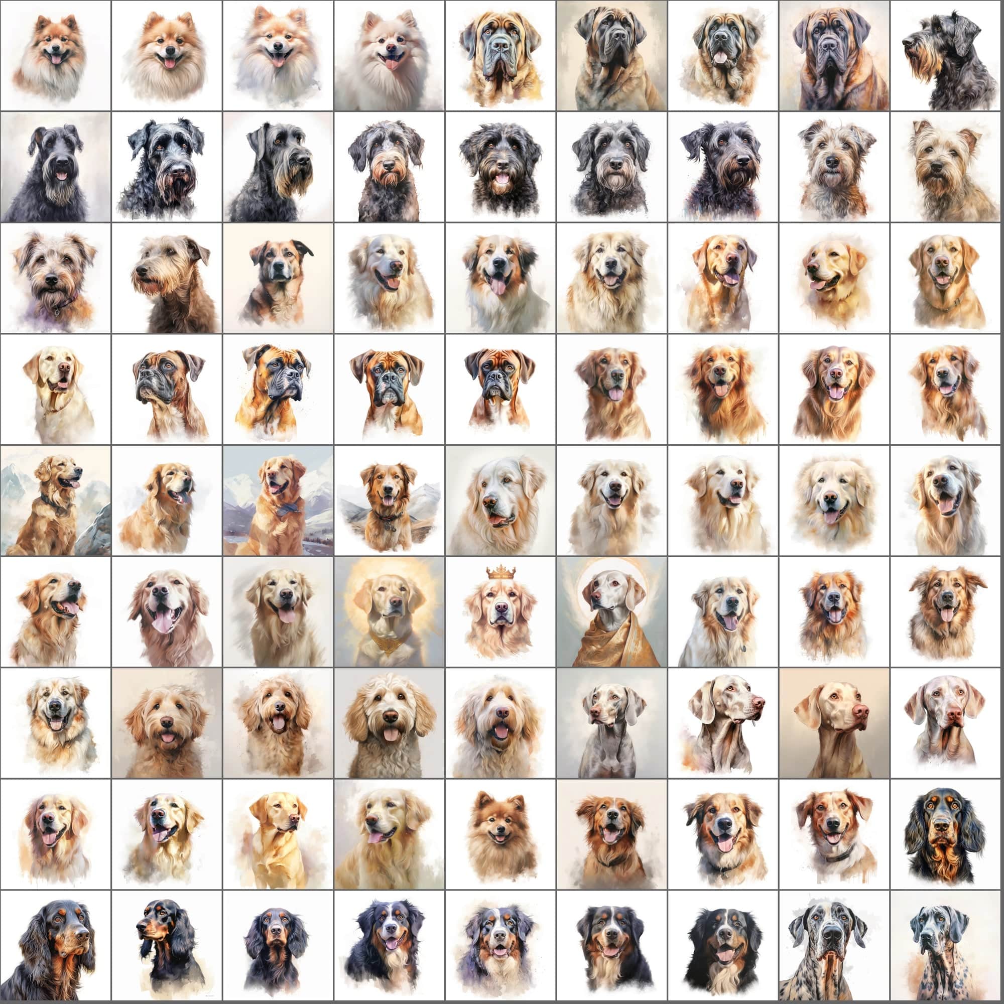 2600+ Dog Breed Art Images - Art Style with Transparent Background Digital Download Sumobundle