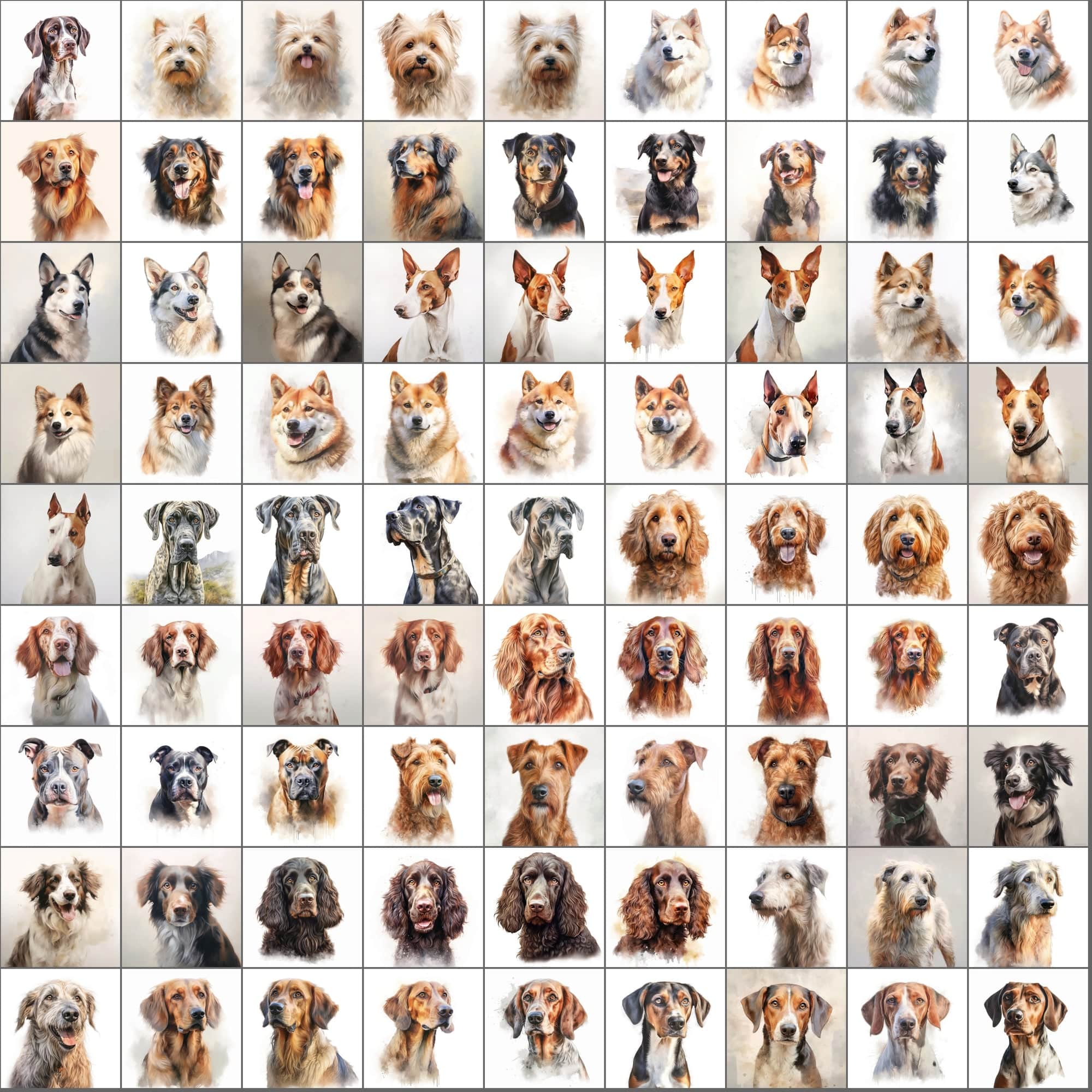2600+ Dog Breed Art Images - Art Style with Transparent Background Digital Download Sumobundle