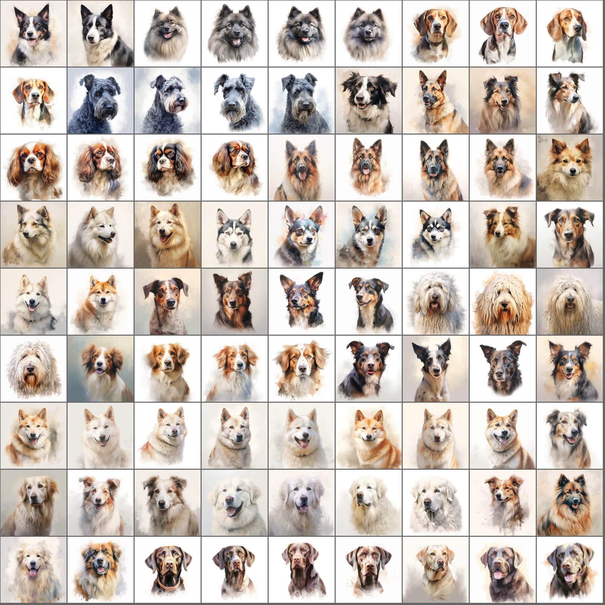 2600+ Dog Breed Art Images - Art Style with Transparent Background Digital Download Sumobundle