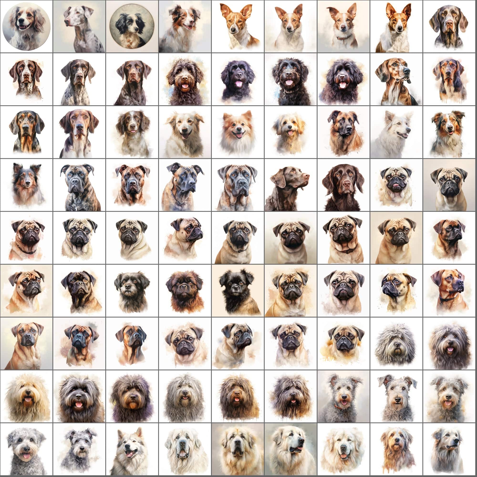 2600+ Dog Breed Art Images - Art Style with Transparent Background Digital Download Sumobundle