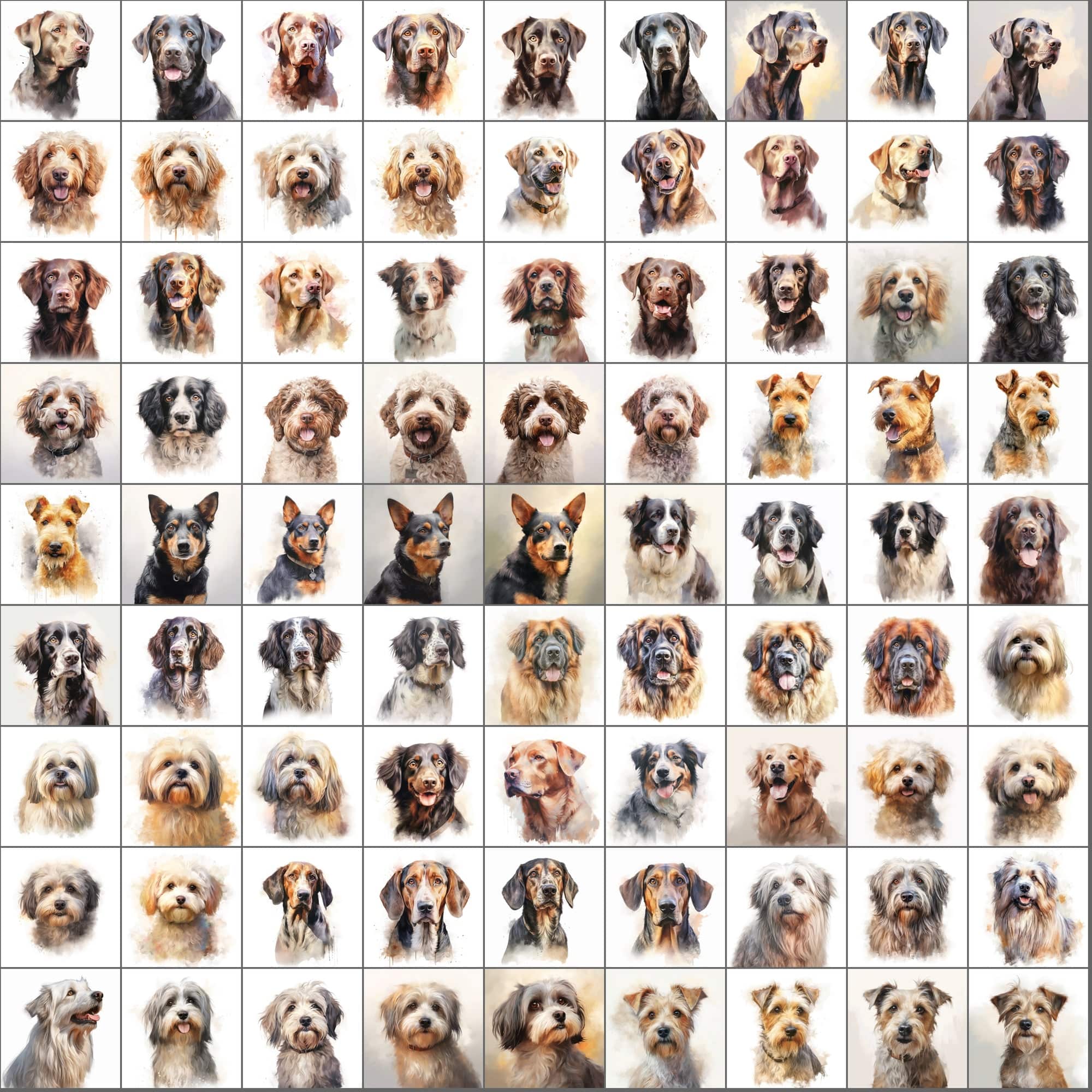 2600+ Dog Breed Art Images - Art Style with Transparent Background Digital Download Sumobundle