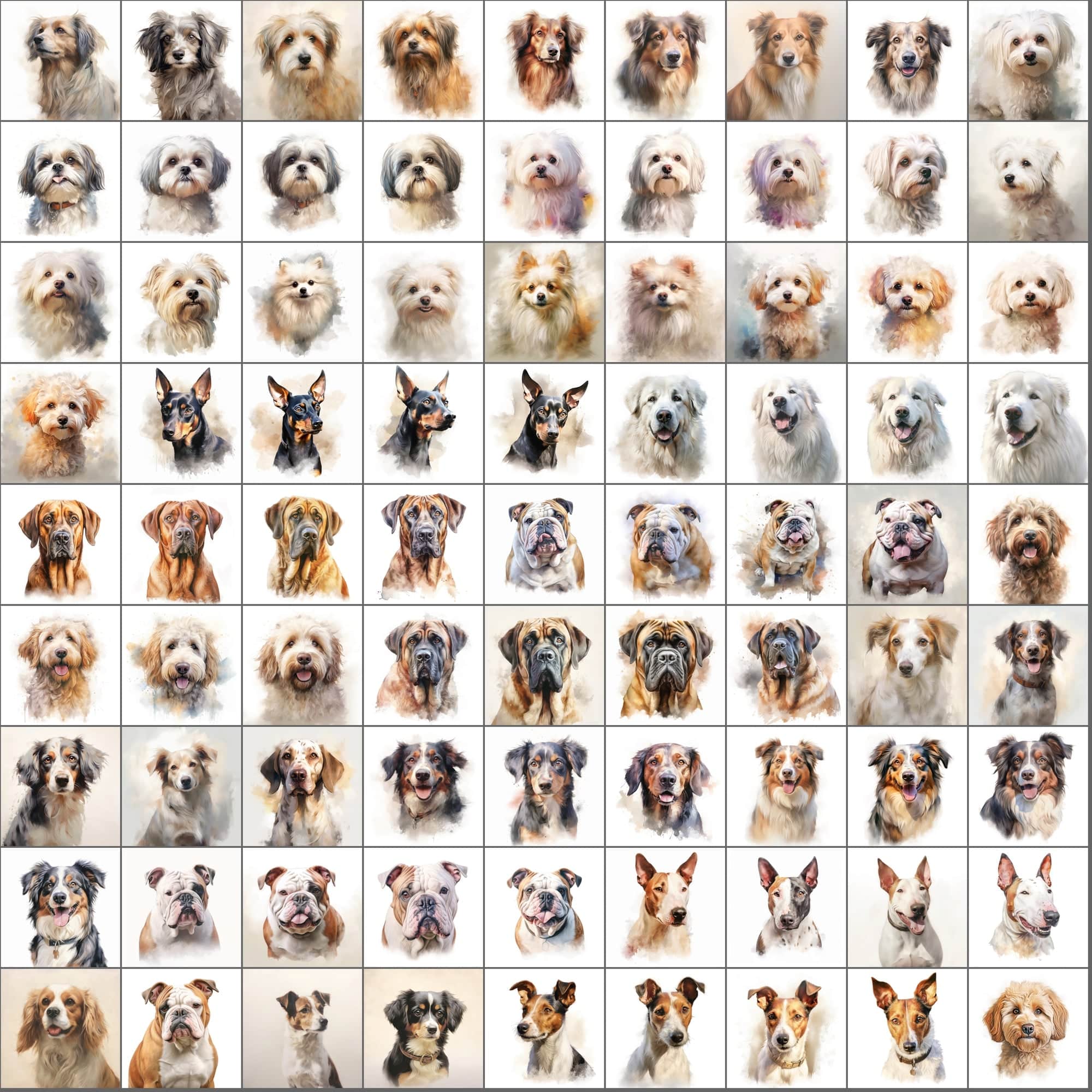 2600+ Dog Breed Art Images - Art Style with Transparent Background Digital Download Sumobundle