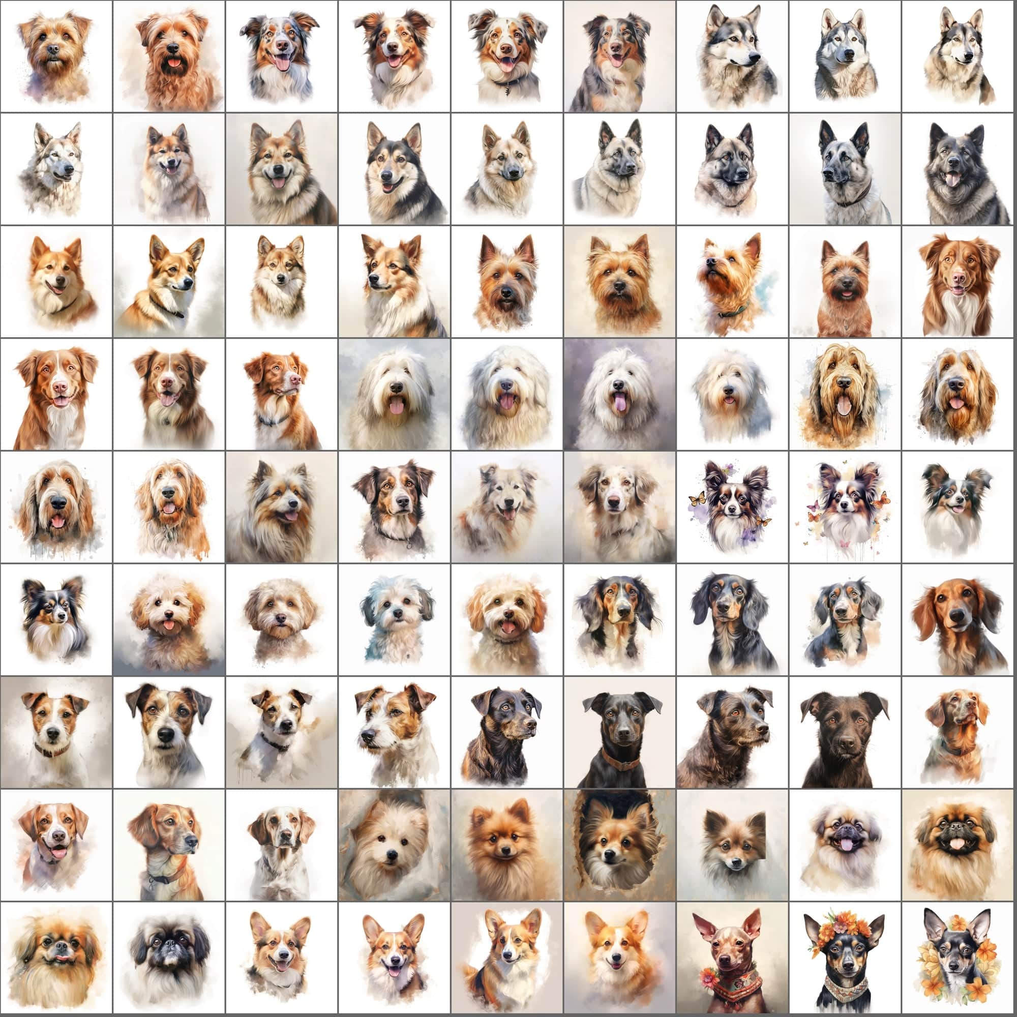 2600+ Dog Breed Art Images - Art Style with Transparent Background Digital Download Sumobundle