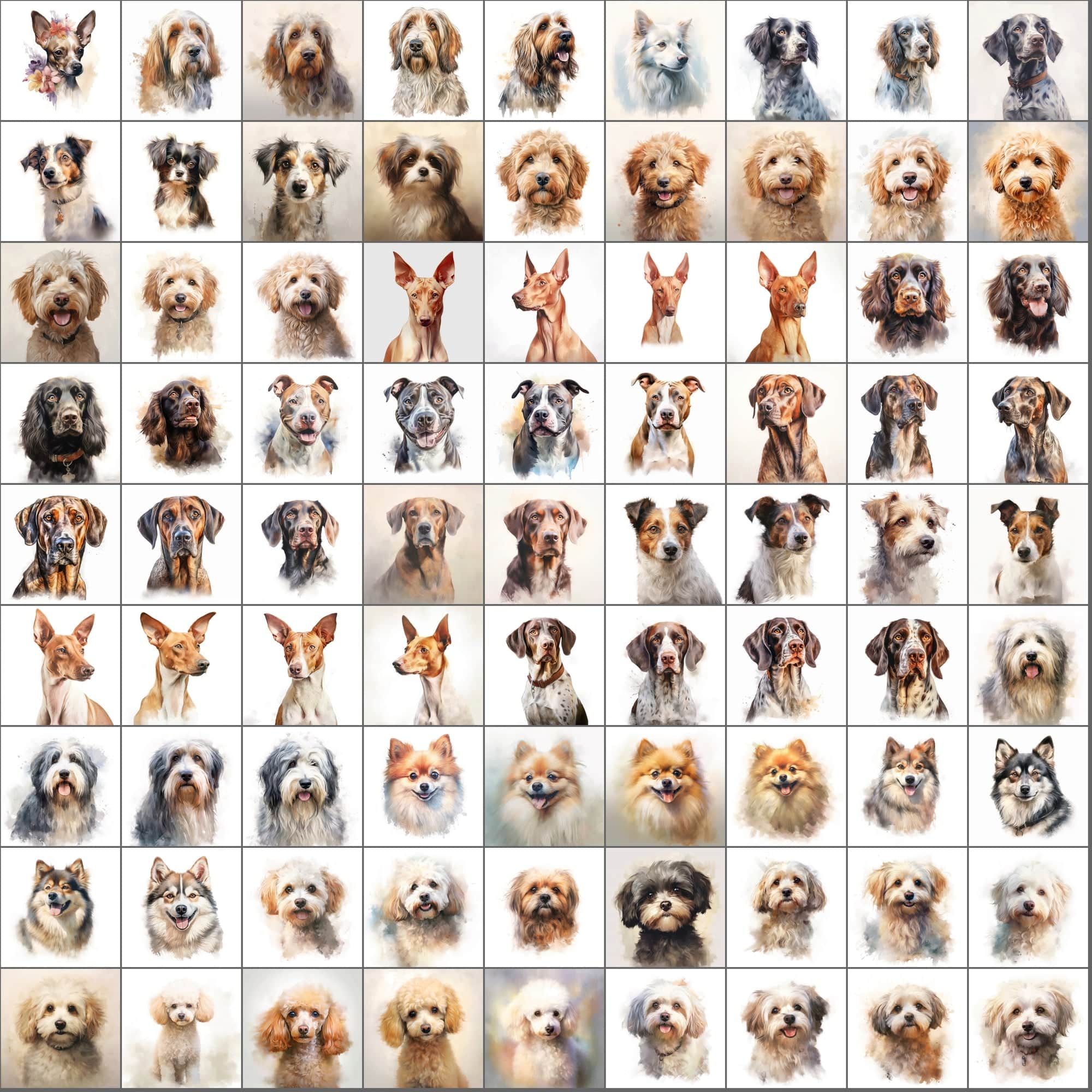 2600+ Dog Breed Art Images - Art Style with Transparent Background Digital Download Sumobundle
