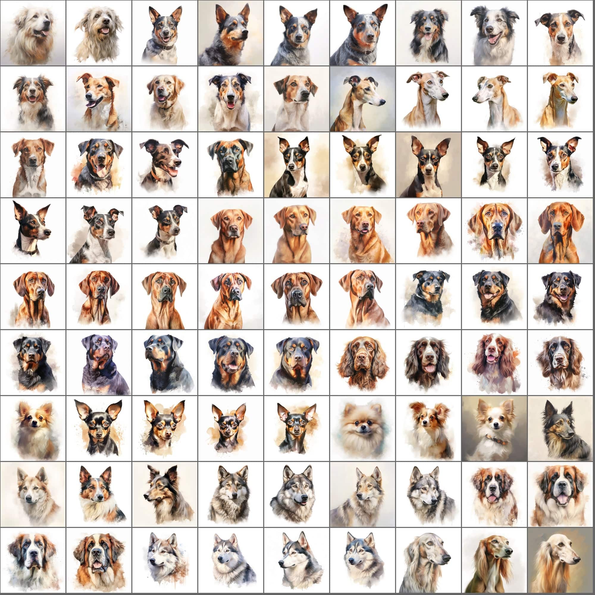 2600+ Dog Breed Art Images - Art Style with Transparent Background Digital Download Sumobundle