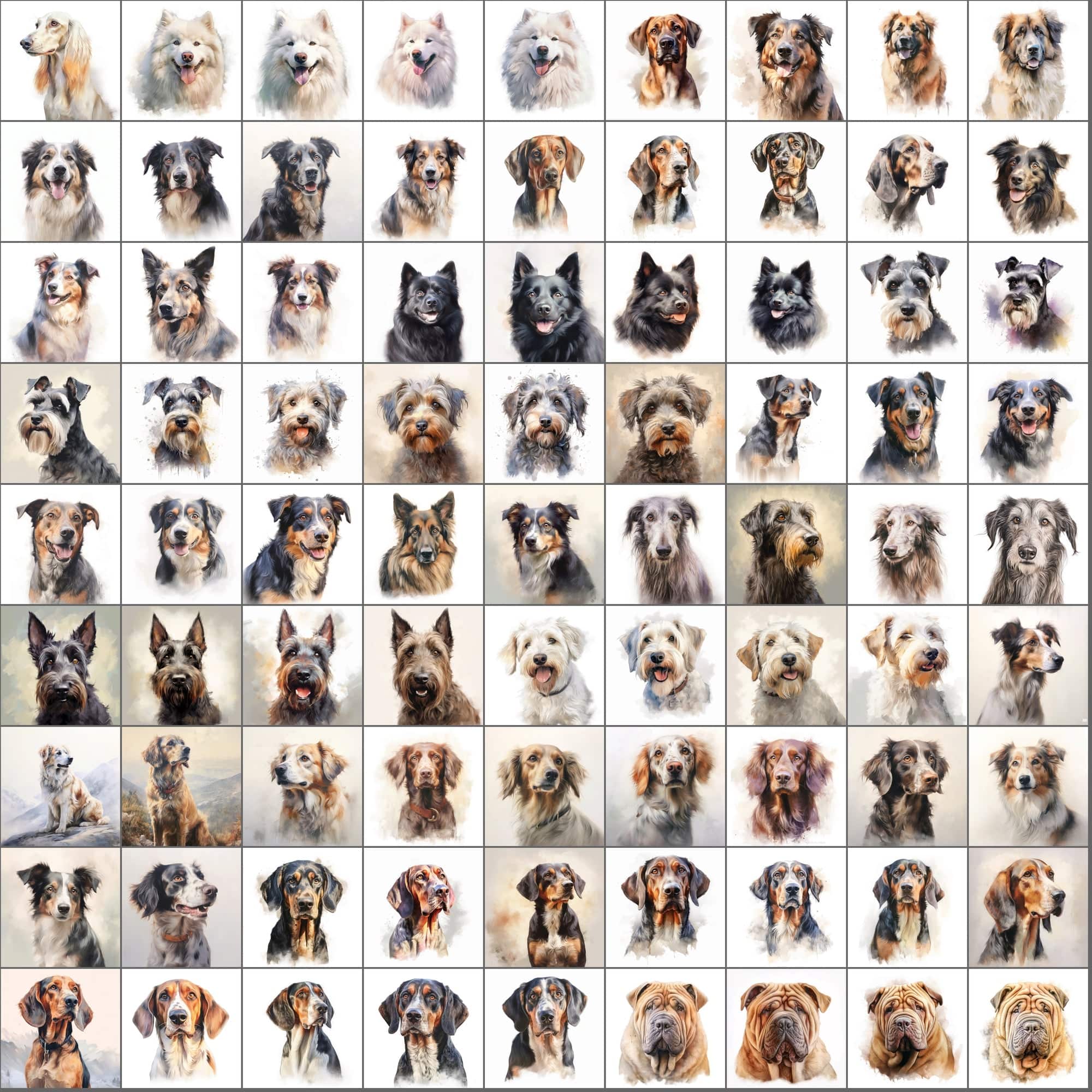 2600+ Dog Breed Art Images - Art Style with Transparent Background Digital Download Sumobundle