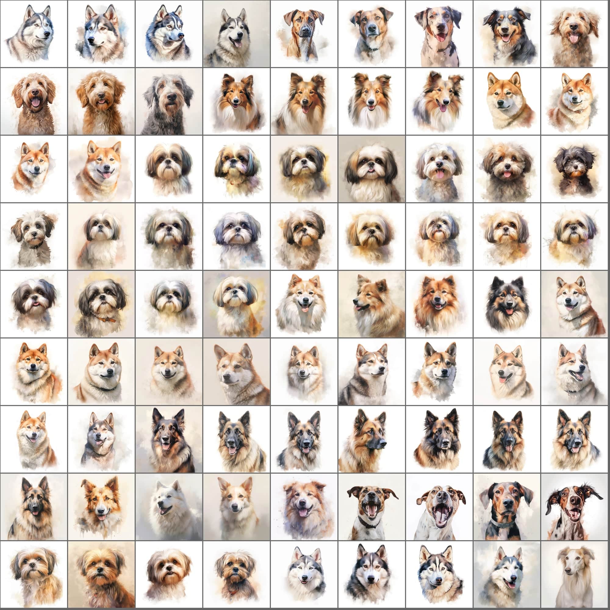 2600+ Dog Breed Art Images - Art Style with Transparent Background Digital Download Sumobundle