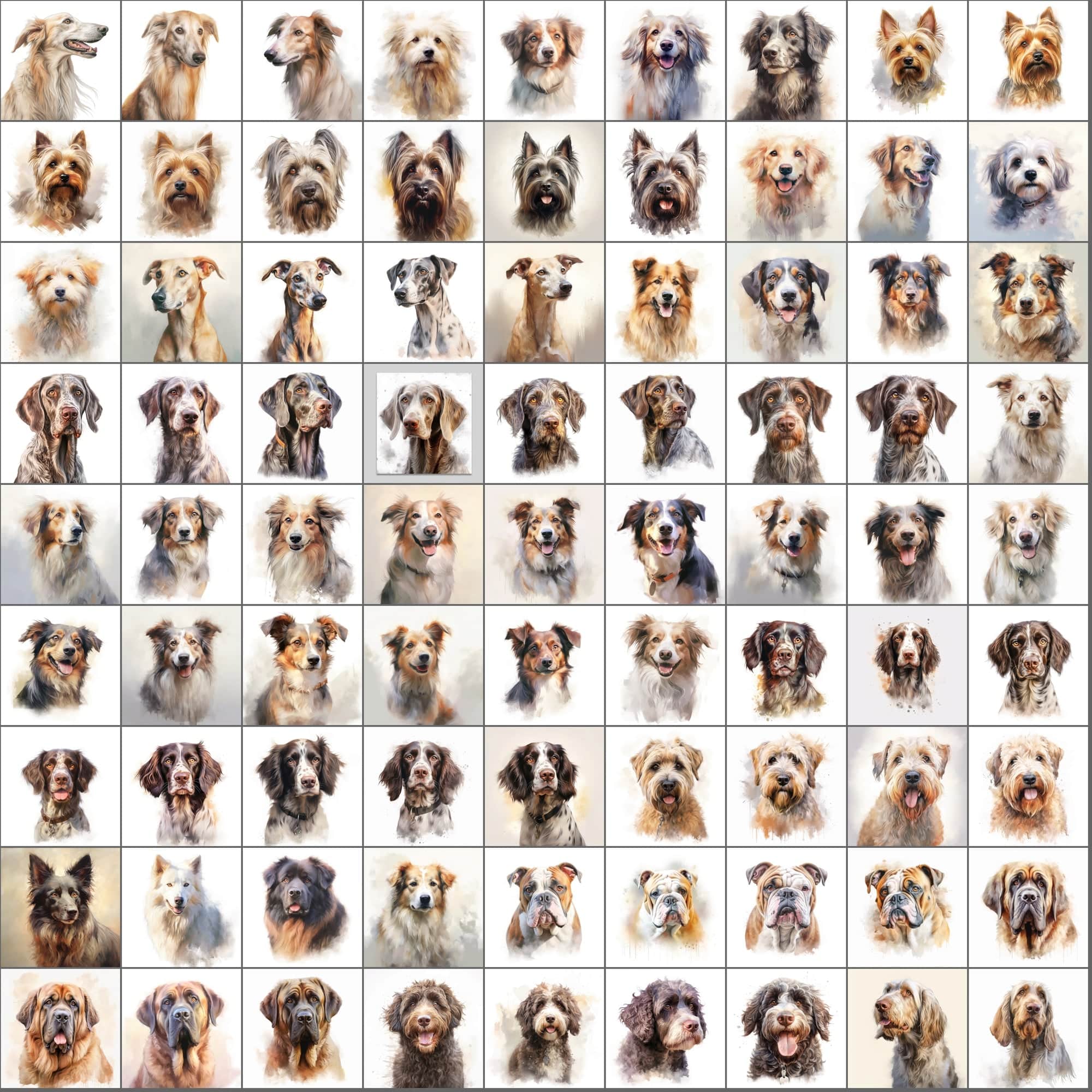 2600+ Dog Breed Art Images - Art Style with Transparent Background Digital Download Sumobundle
