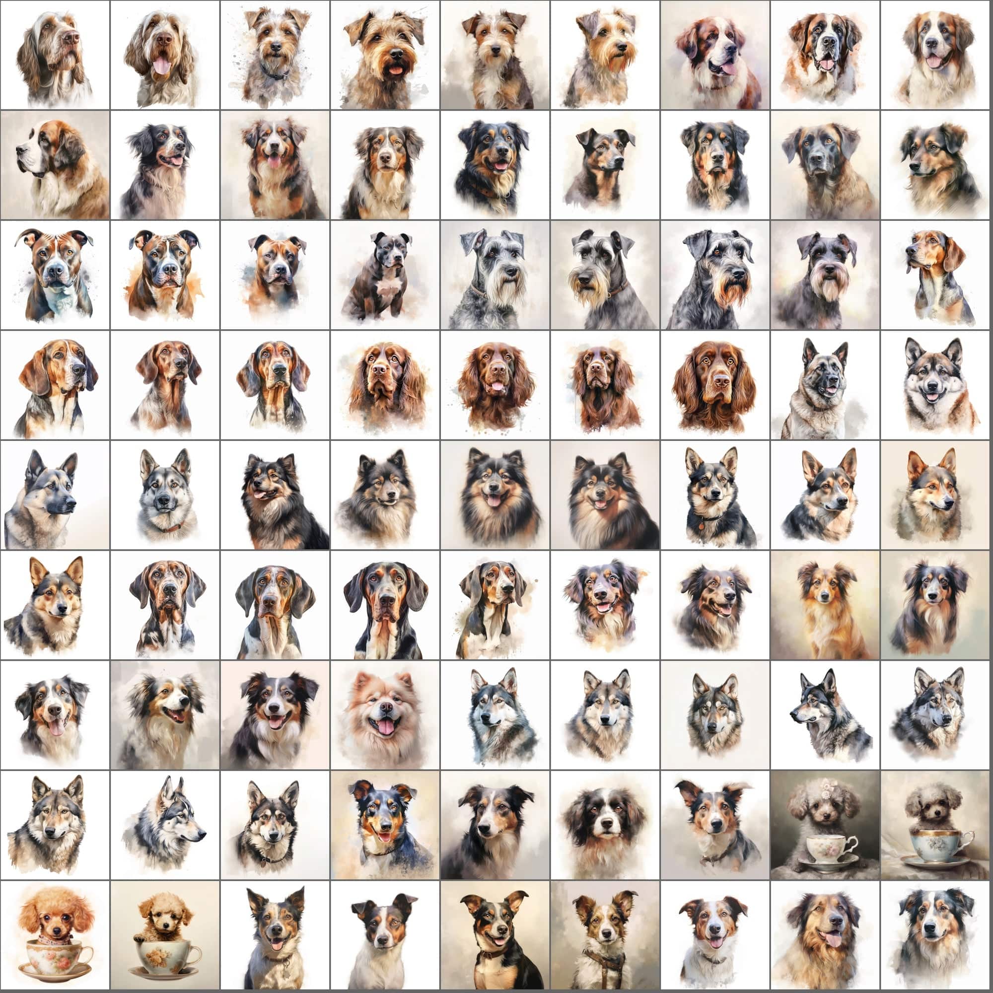 2600+ Dog Breed Art Images - Art Style with Transparent Background Digital Download Sumobundle