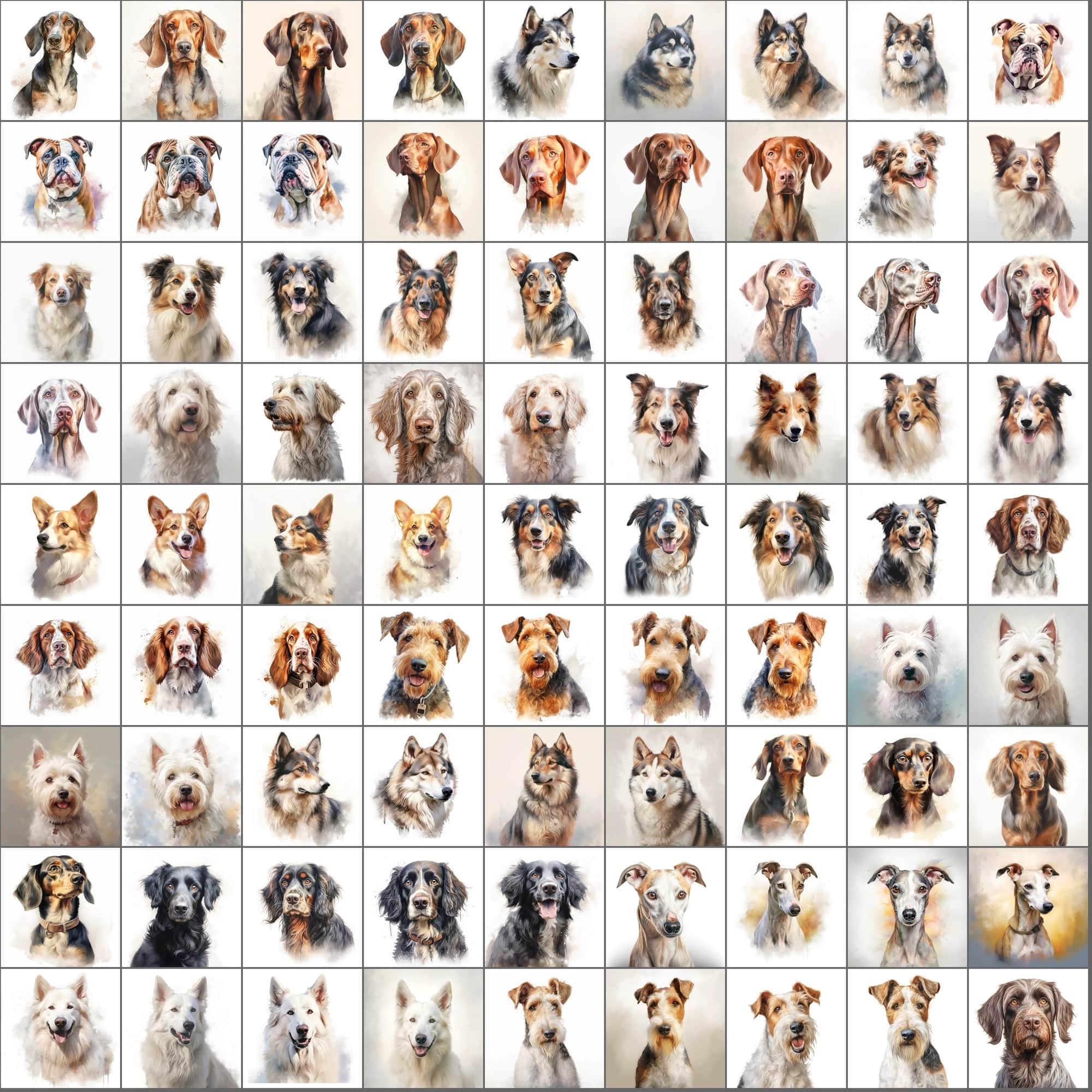 2600+ Dog Breed Art Images - Art Style with Transparent Background Digital Download Sumobundle