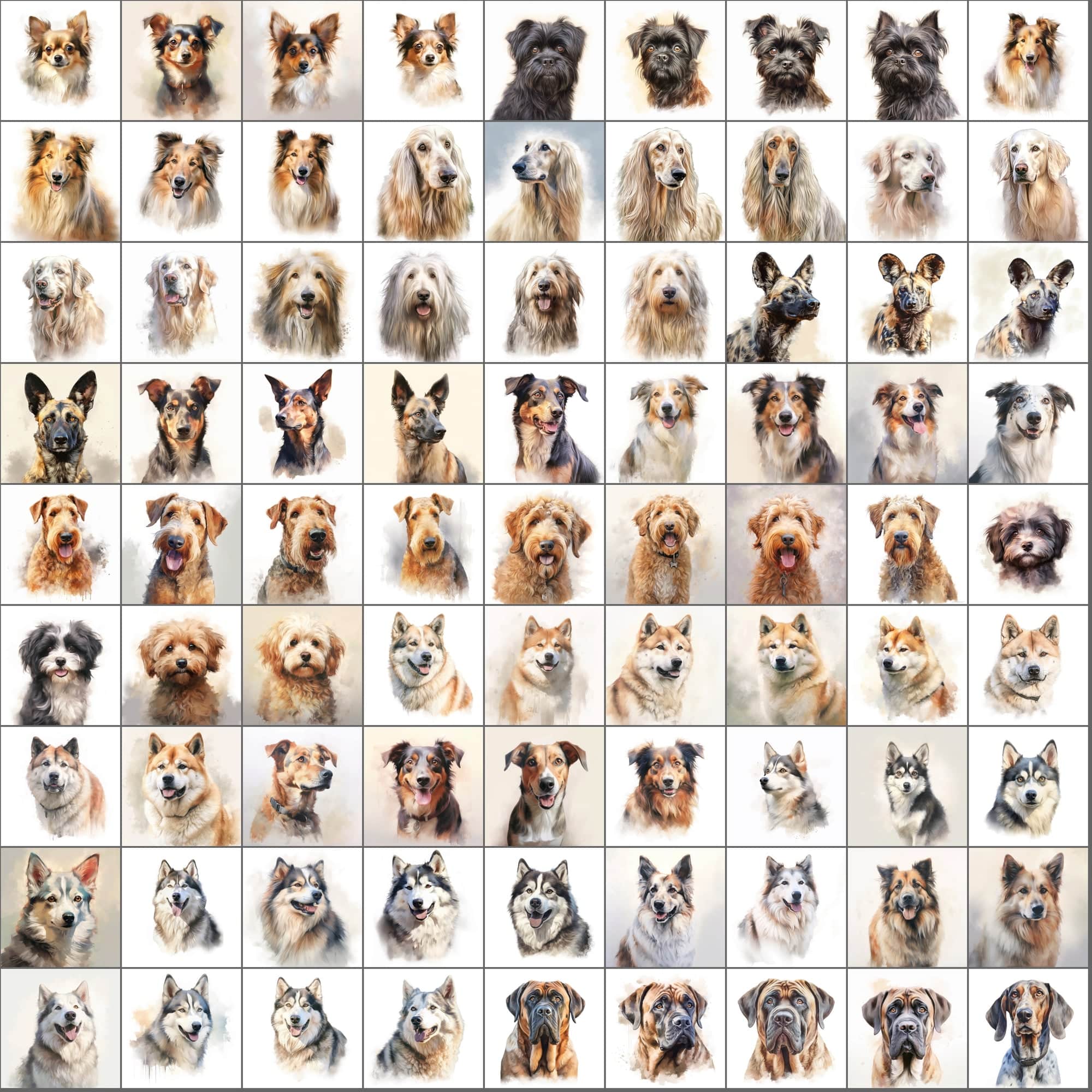 2600+ Dog Breed Art Images - Art Style with Transparent Background Digital Download Sumobundle