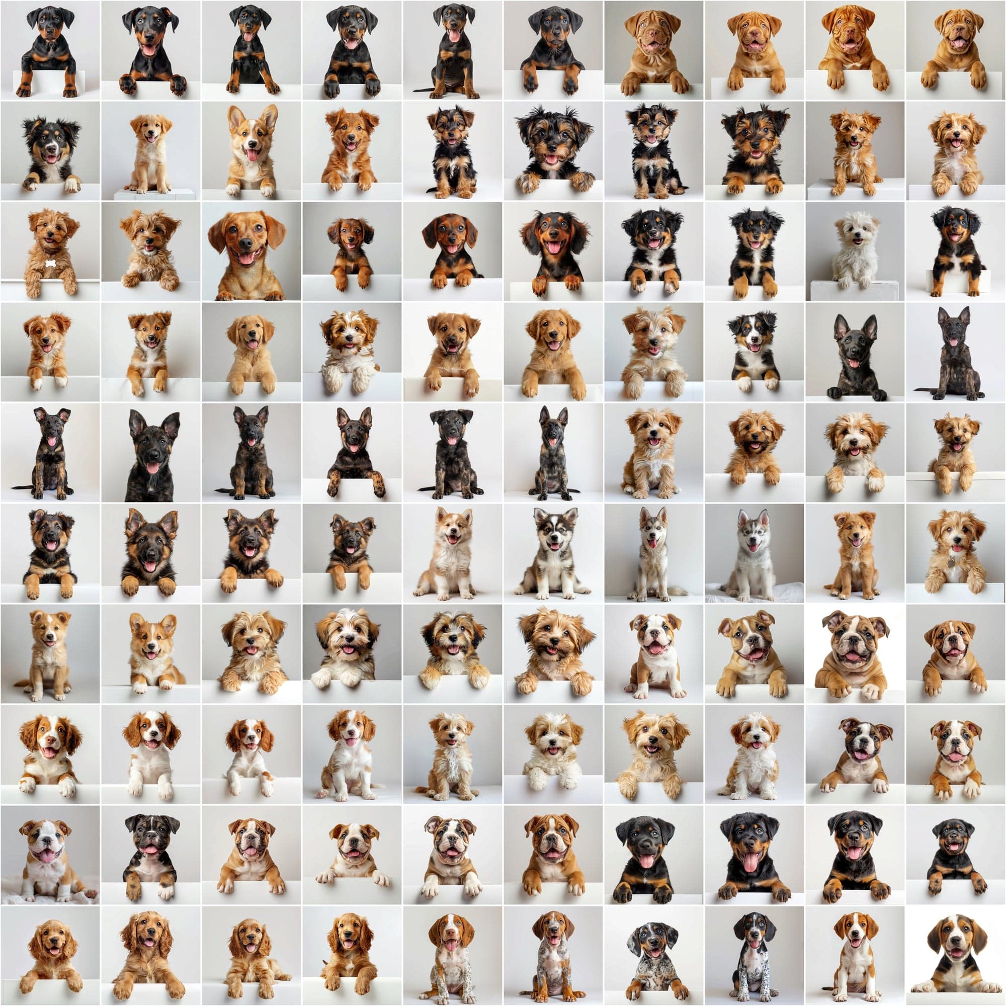 2690 Adorable Puppy Dog Breed Images on White Boards Digital Download Sumobundle