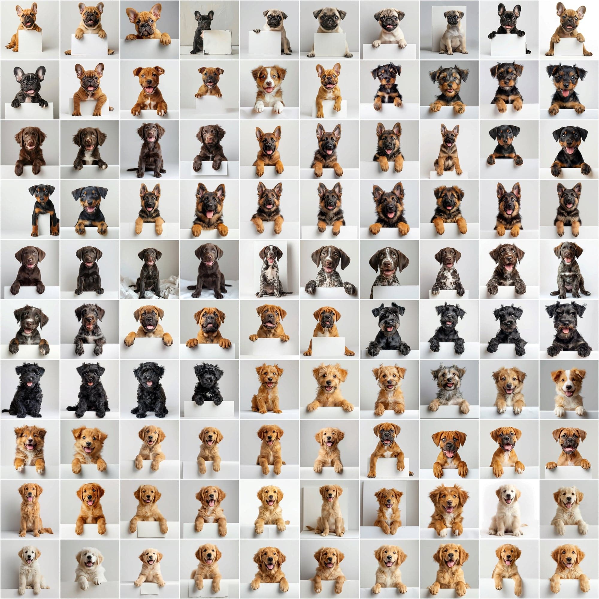 2690 Adorable Puppy Dog Breed Images on White Boards Digital Download Sumobundle