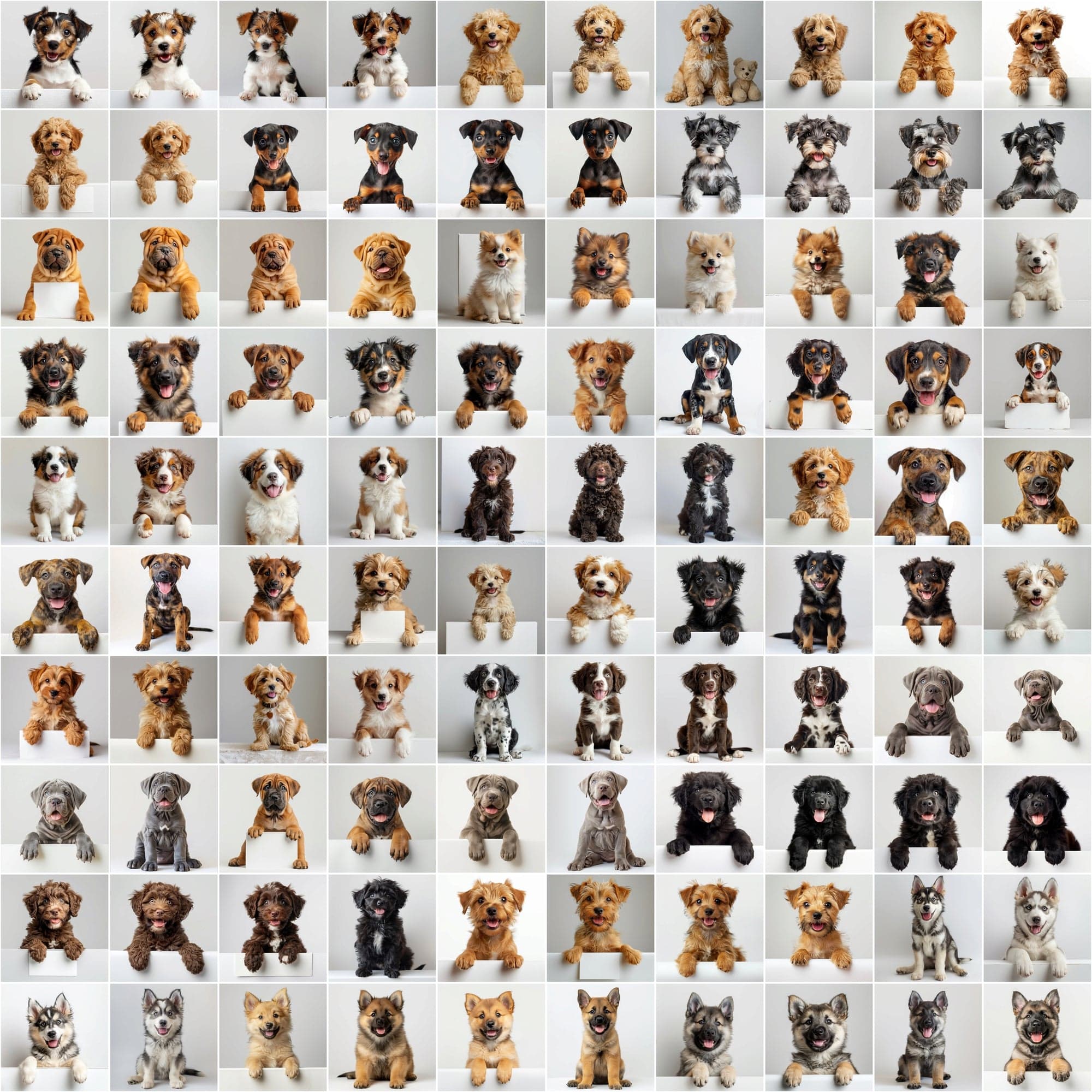 2690 Adorable Puppy Dog Breed Images on White Boards Digital Download Sumobundle