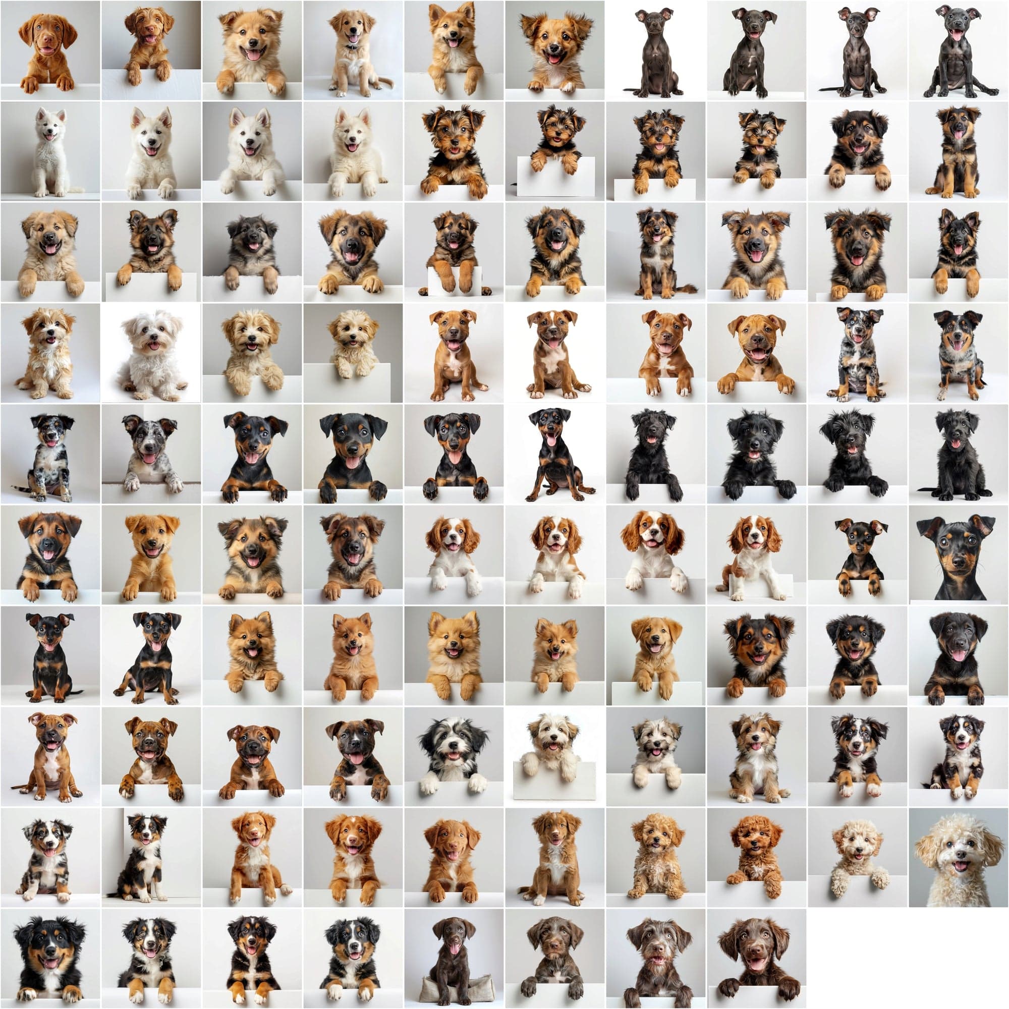 2690 Adorable Puppy Dog Breed Images on White Boards Digital Download Sumobundle