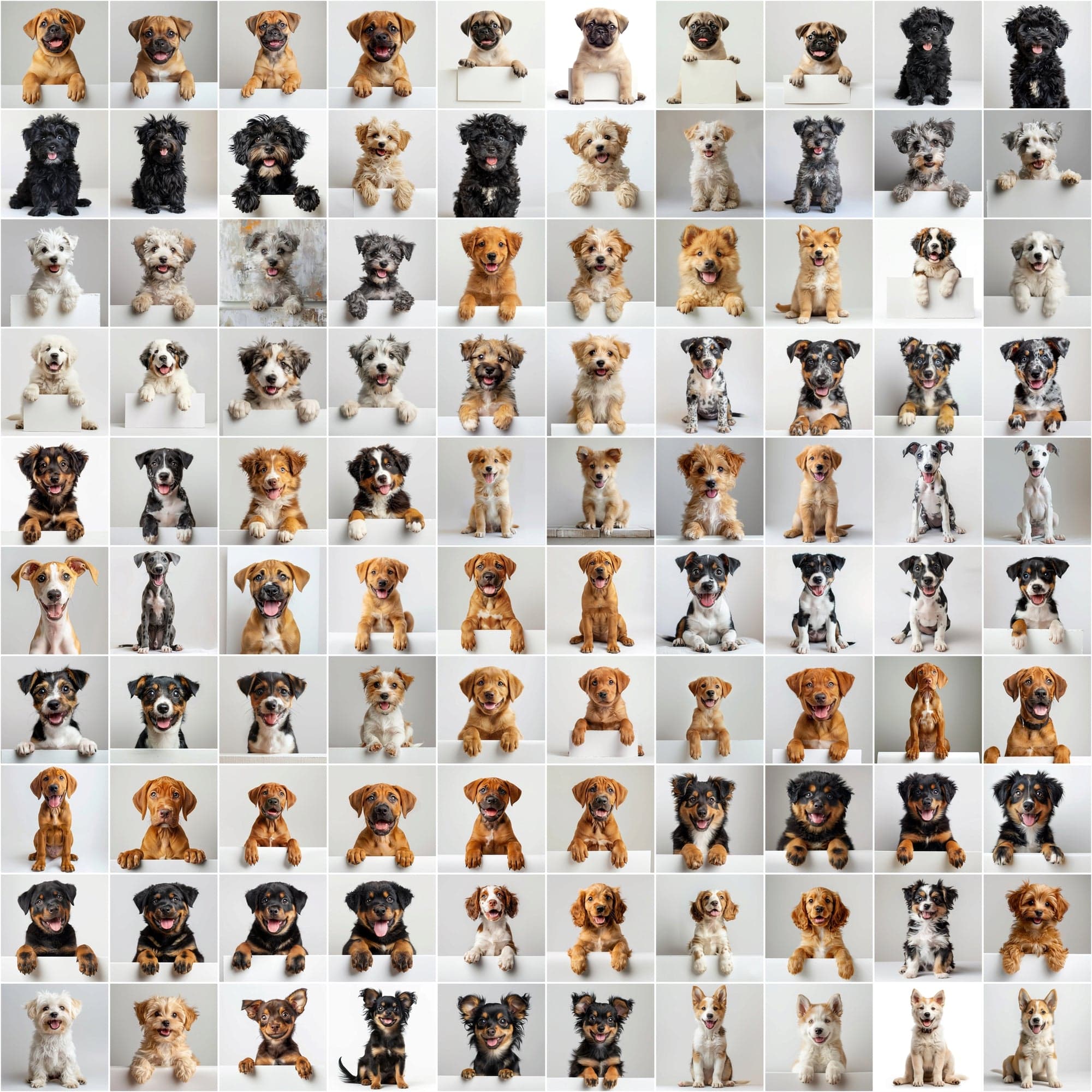 2690 Adorable Puppy Dog Breed Images on White Boards Digital Download Sumobundle