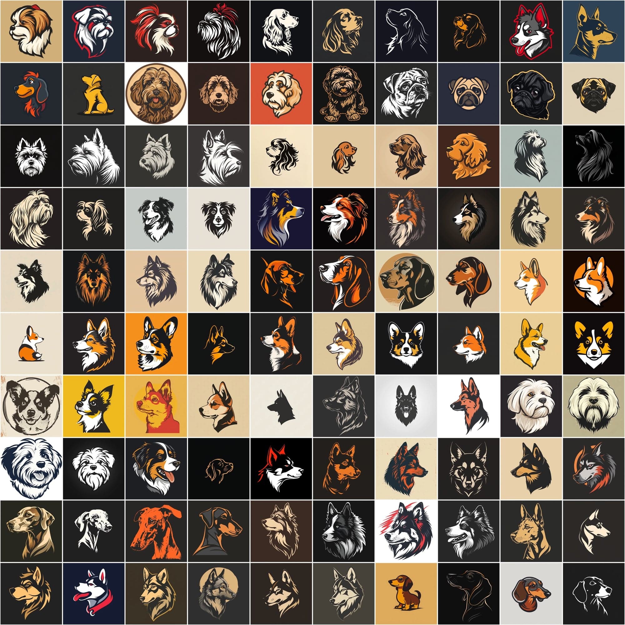 2730 Dog Breed Logotype Bundle Digital Download Sumobundle