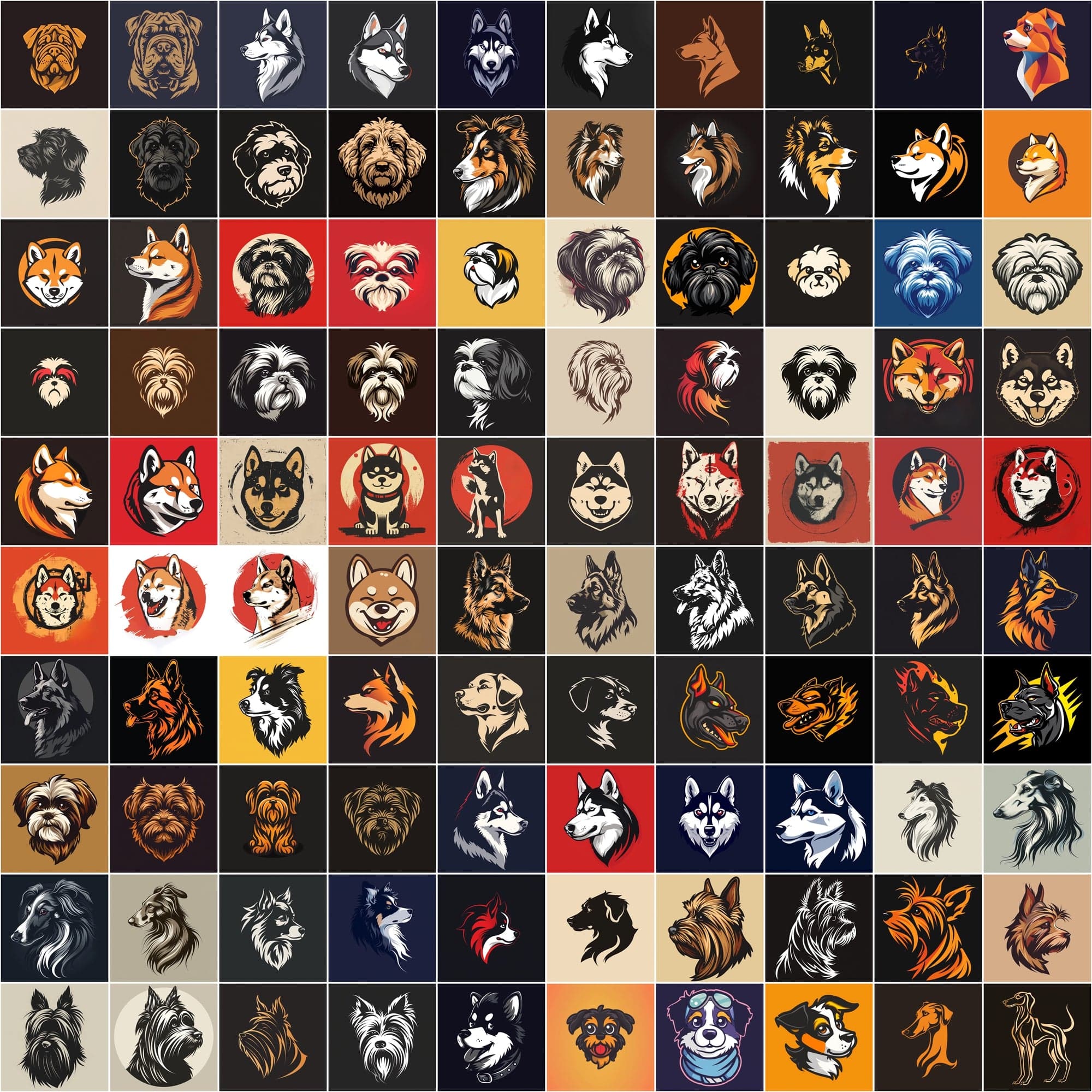 2730 Dog Breed Logotype Bundle Digital Download Sumobundle