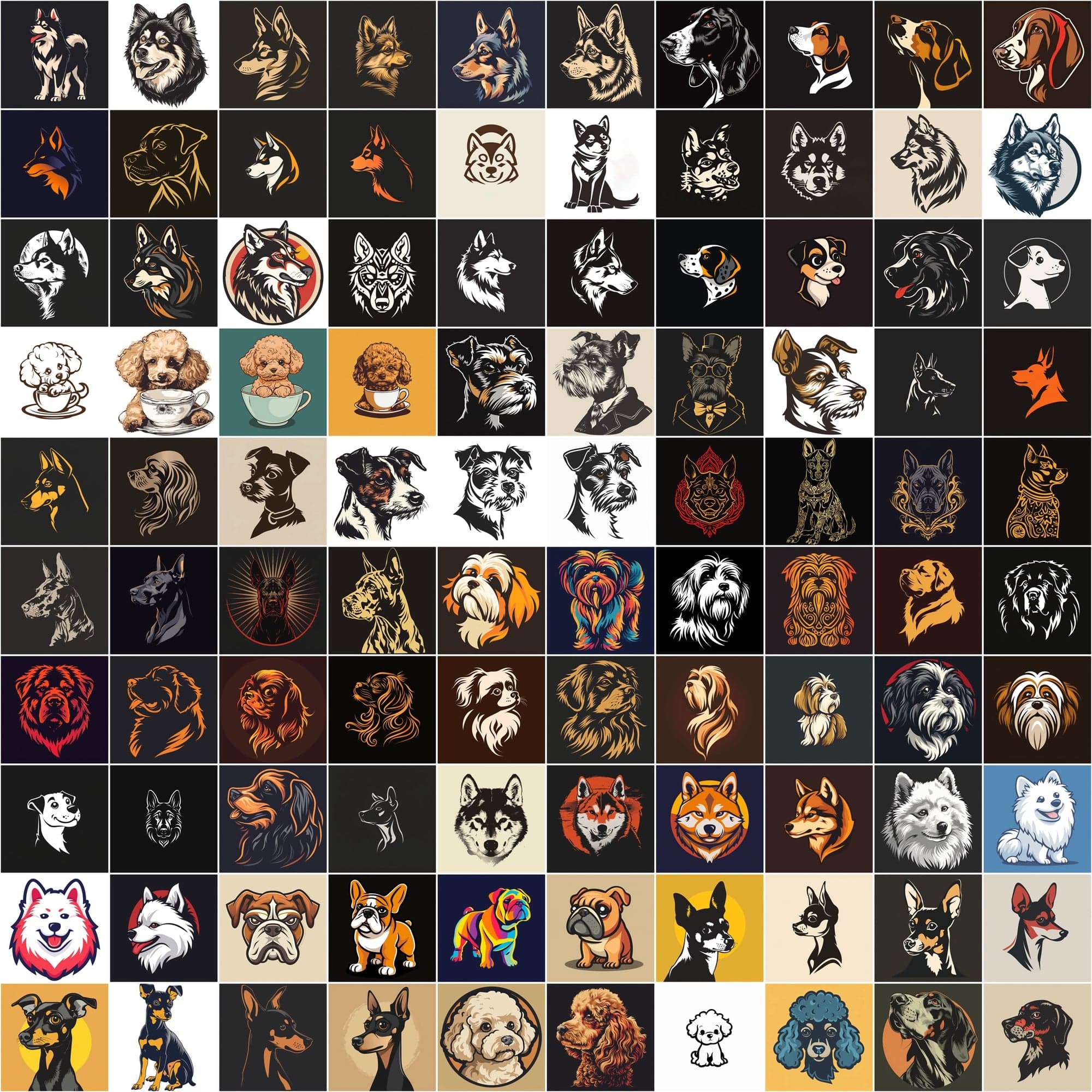 2730 Dog Breed Logotype Bundle Digital Download Sumobundle