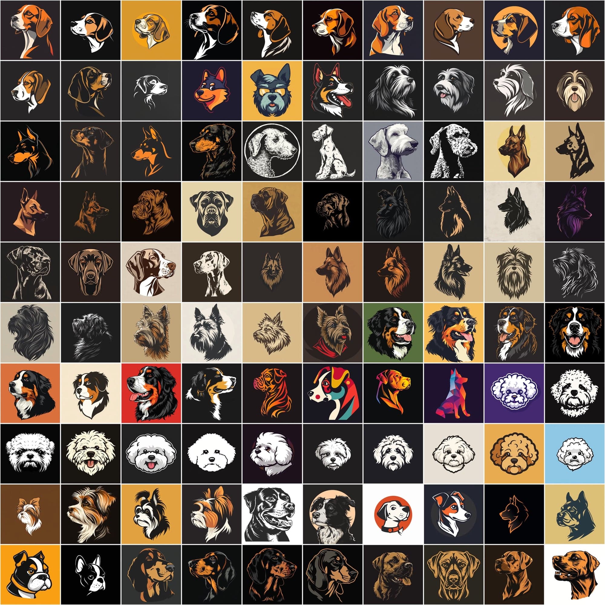 2730 Dog Breed Logotype Bundle Digital Download Sumobundle
