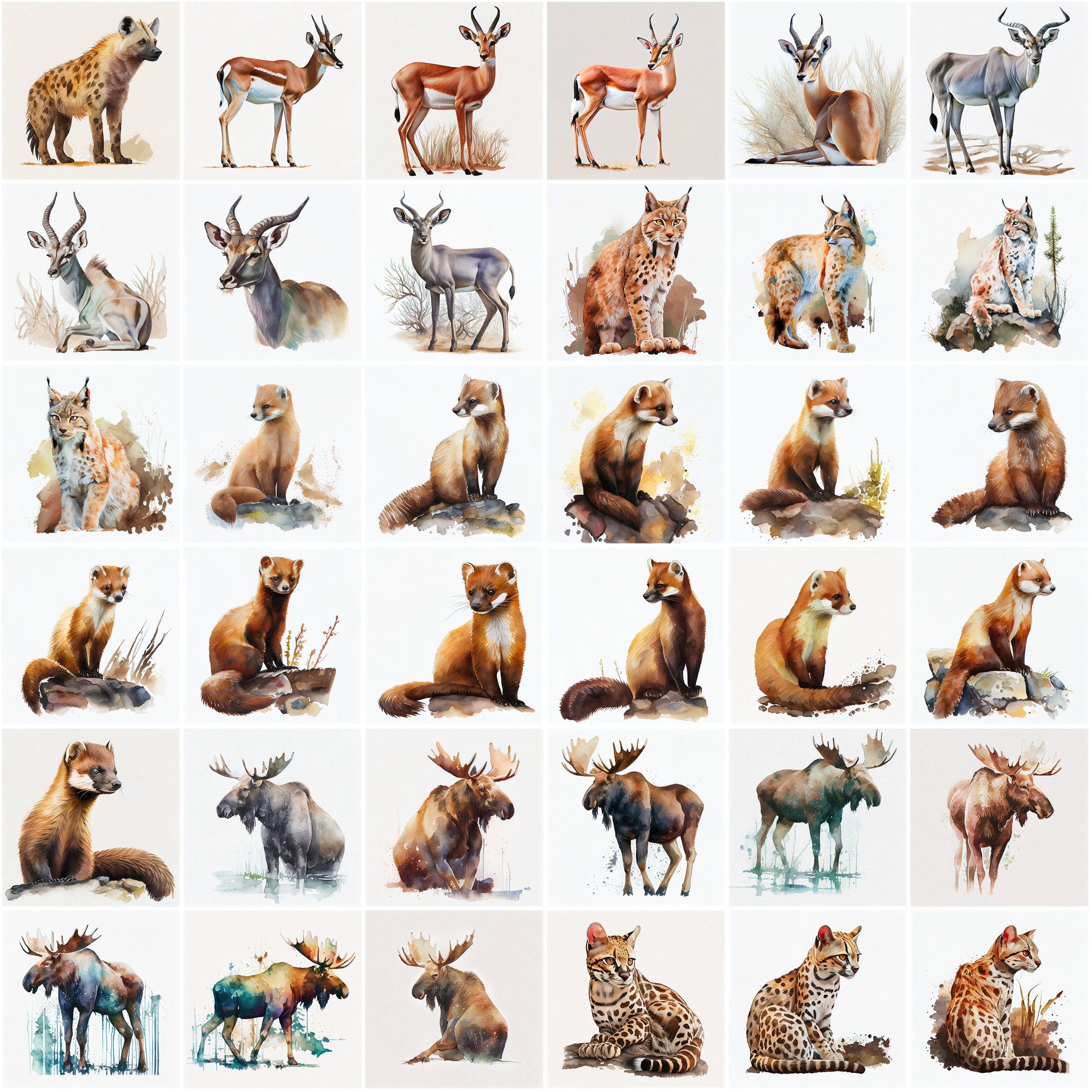 290 Watercolor Animal Images Perfect for DIY Crafts, Projects and Sublimation, Transparent Watercolor Animals, PNG animals, Clipart animals Digital Download Sumobundle